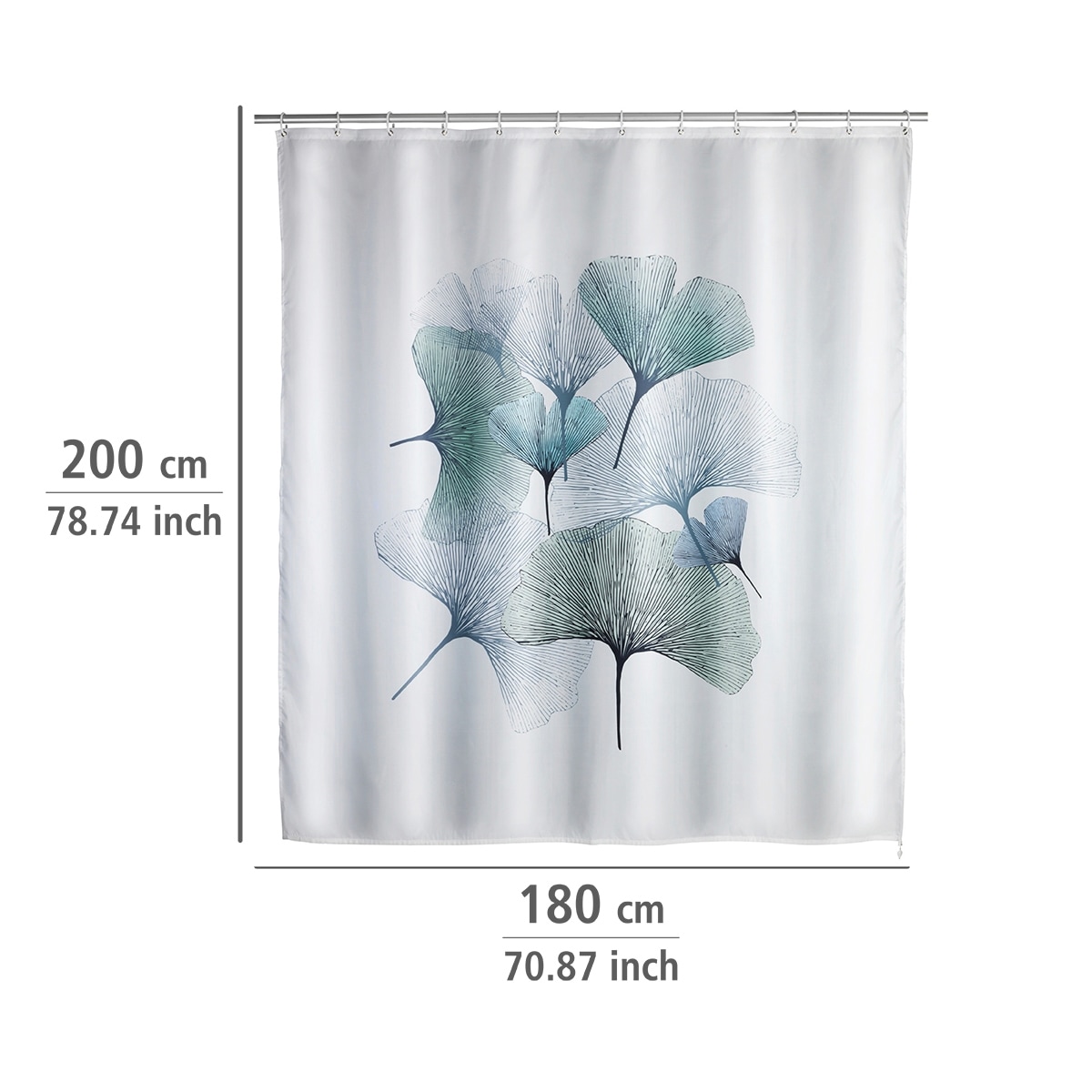 WENKO Duschvorhang »Ginko«, Höhe 200 cm, Textil (Polyester)