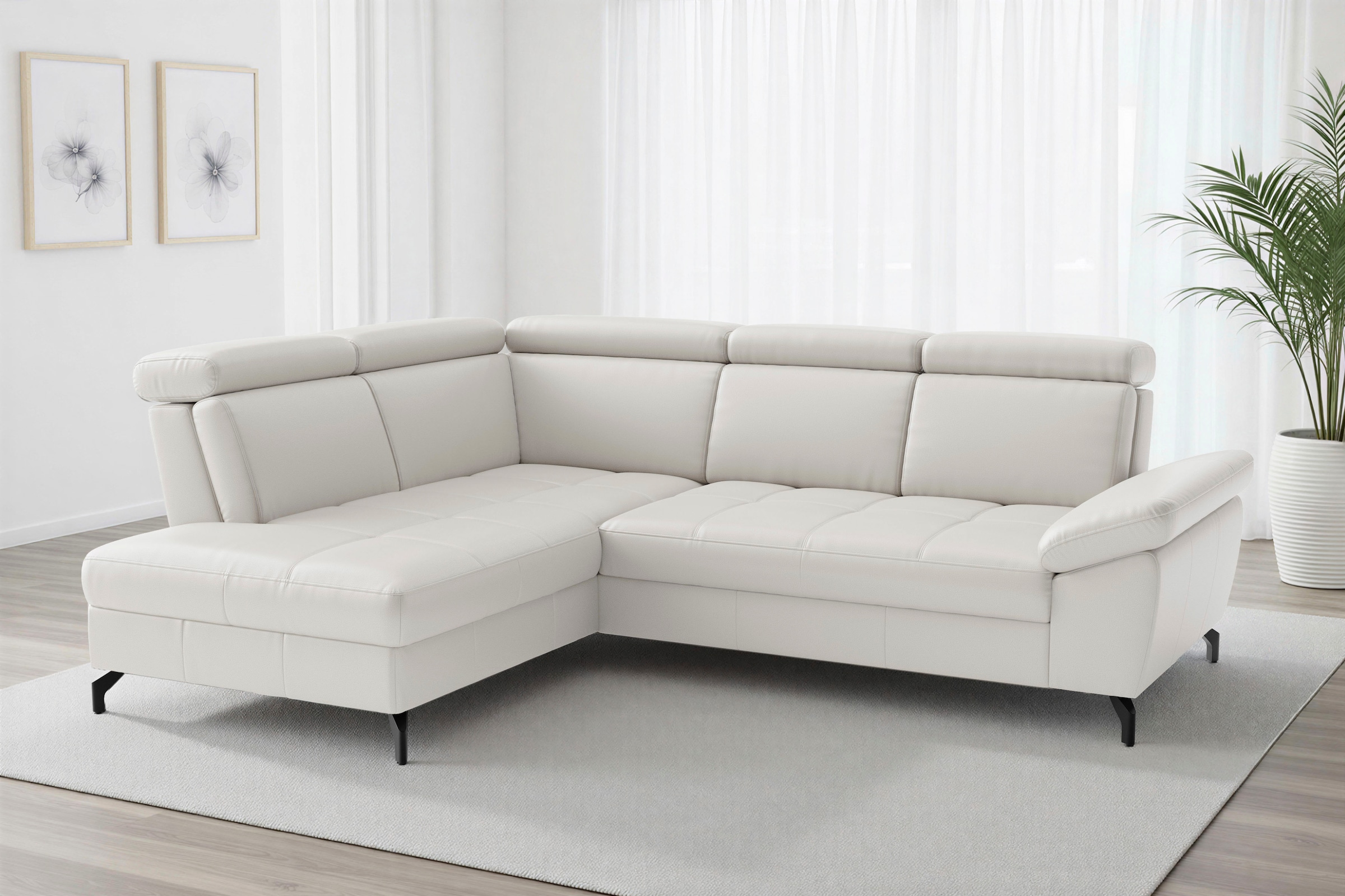 sit&more Ecksofa »Vanity L-Form, B: 254 cm, mit Sitz-, Kopf- und Armteilverstellung« Couch optional mit Schlaffunktion & Bettkasten, Leder