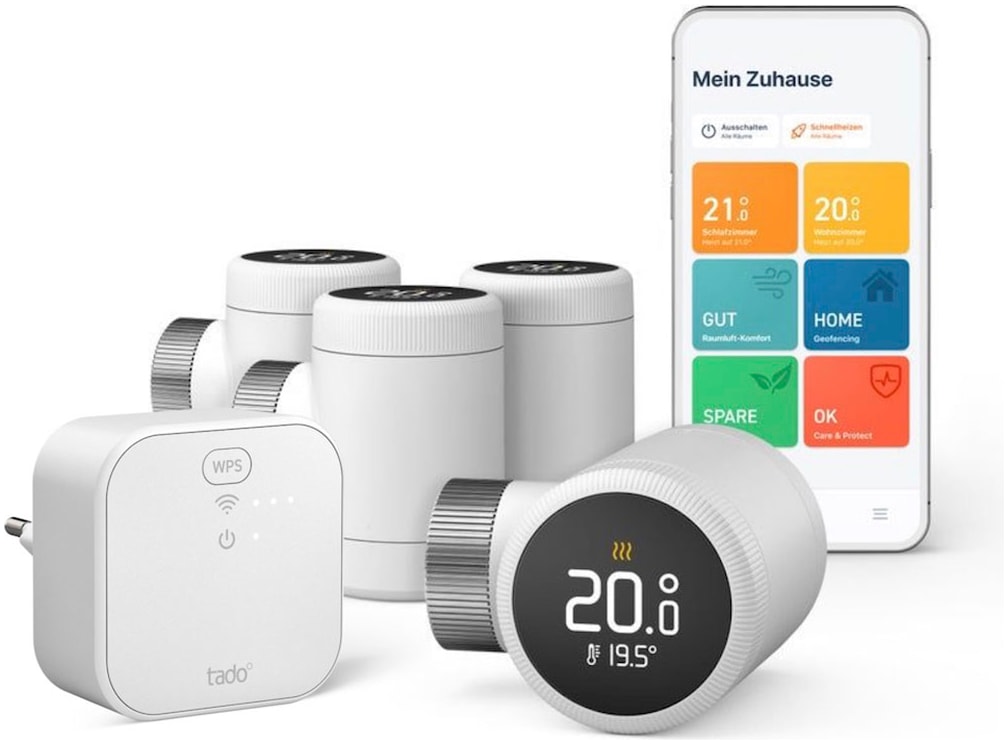 Tado Heizkörperthermostat »Bridge + 4x Smartes Heizkörperthermostat (Line X)«