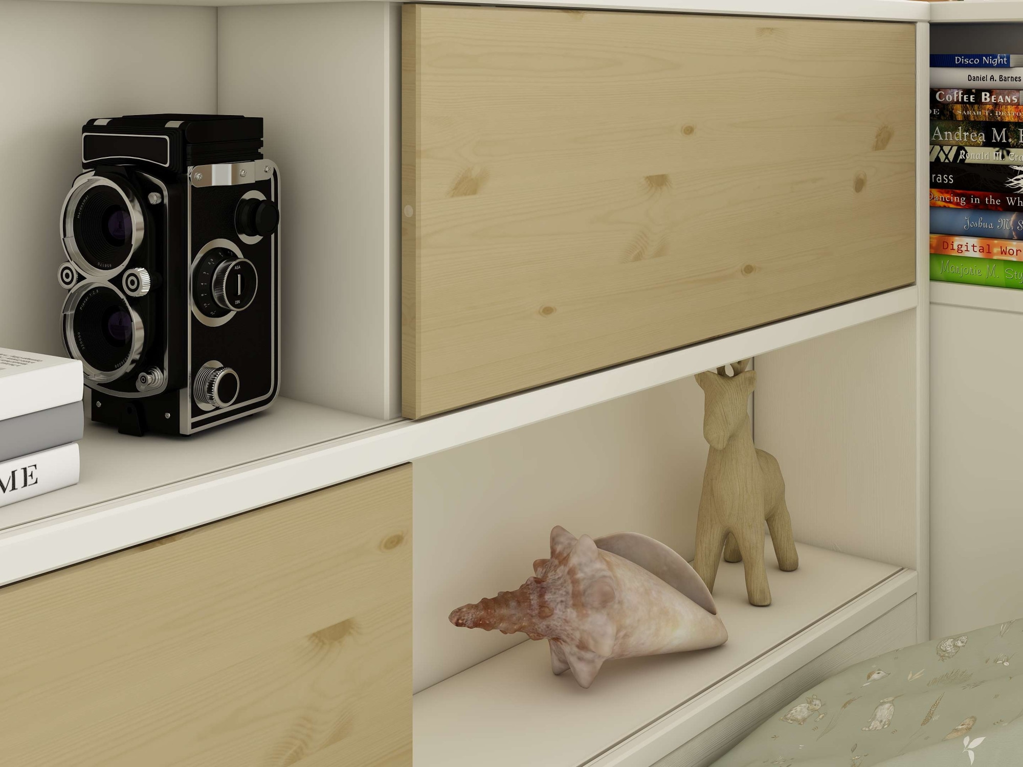 Home affaire Stauraumbett »Amance, Massivholz mit MDF, stabil und langlebig, viel Stauraum«, (Außenmaße B/T/H: 110,2/220,1/106,9 cm), FSC® zertifiziert, inklusive Lattenrost, Made in EU