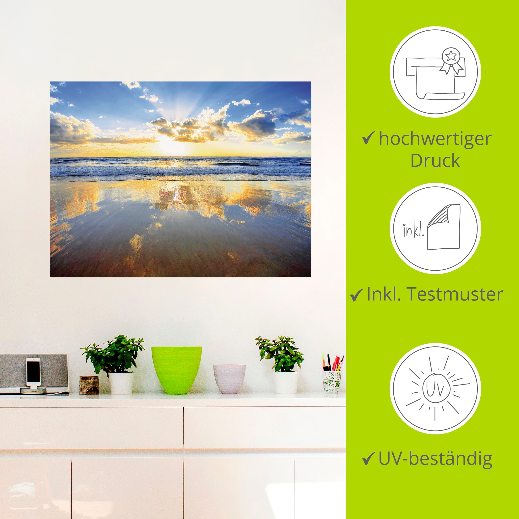 Artland Wandbild »Sonnenaufgang über dem Ozean«, Himmel, (1 St.), als Alubild, Outdoorbild, Leinwandbild, Poster, Wandaufkleber