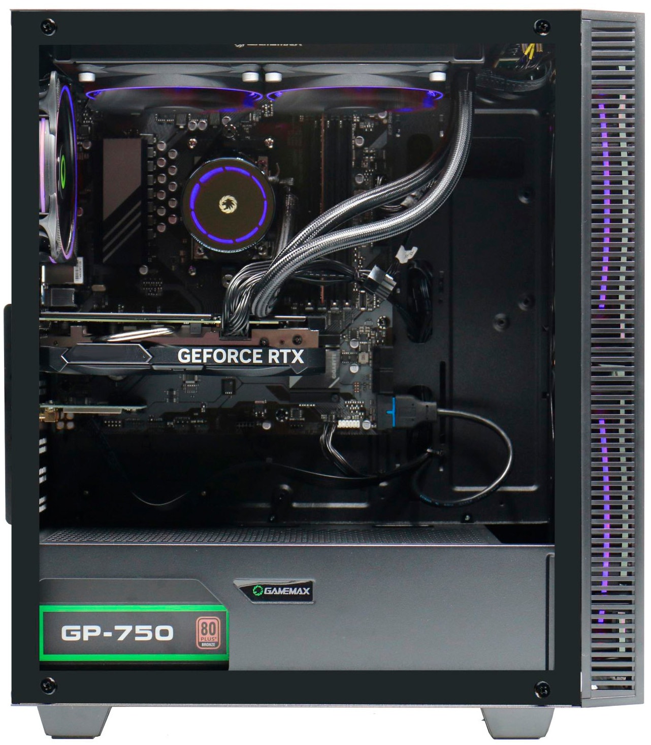 GAMEMAX Gaming-PC-Komplettsystem »MegaDeal Black Hole 2839 AMD Ryzen 5 7500F 32GB DDR5 1TB SSD RTX 5070« 34 ″ AMD Ryzen 5 GeForce RTX? 5070 32 GB RAM 1.000 GB SSD Windows 11, DDR5 RAM + MSI MAG 342CQR E2 Curved Monitor 86cm (34")