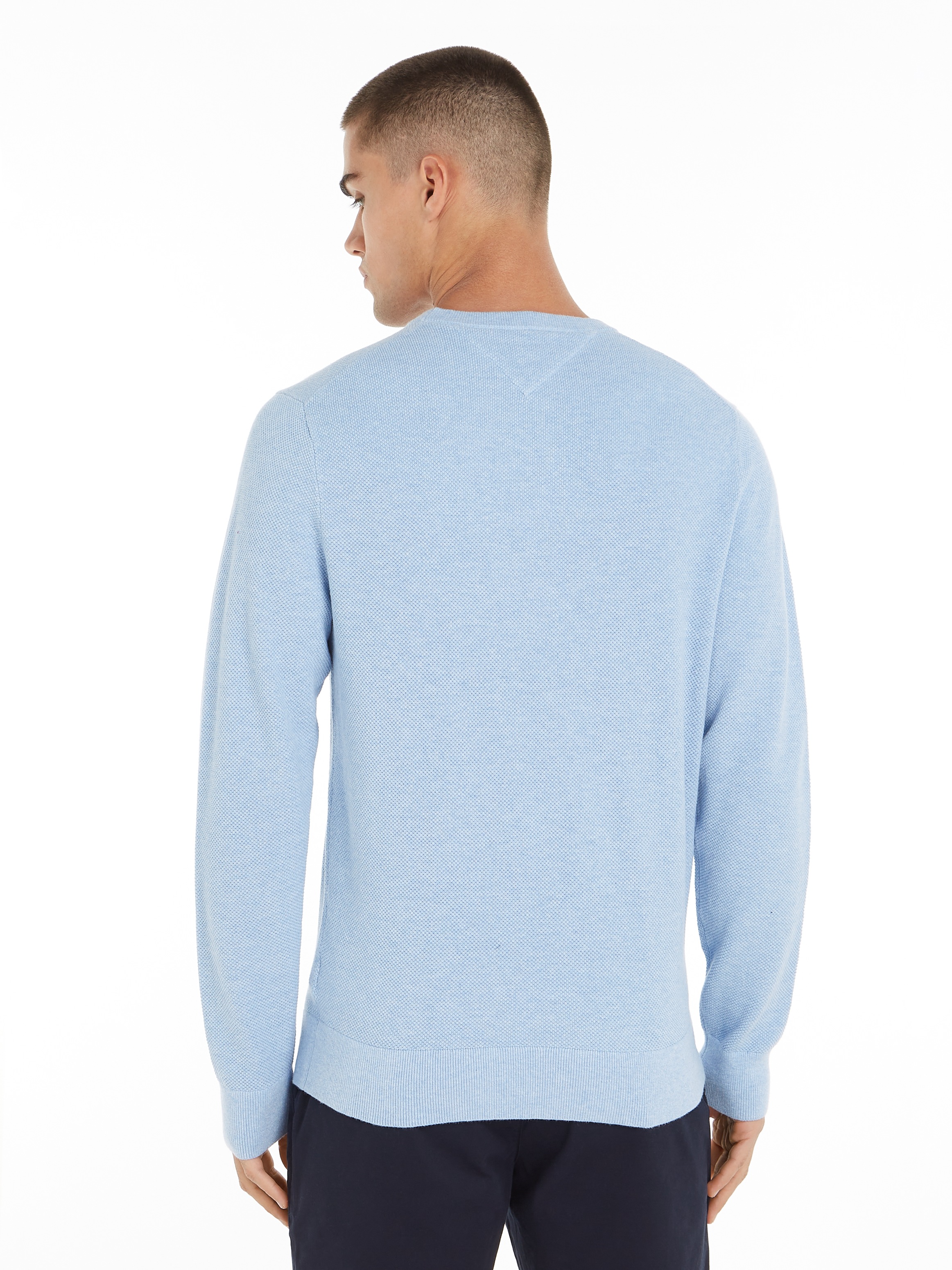 Tommy Hilfiger Rundhalspullover »ESSENTIAL STRUCTURE CREW NECK mit Struktur und Label«, unifarben, casual, regular fit, Baumwolle, Rundhals