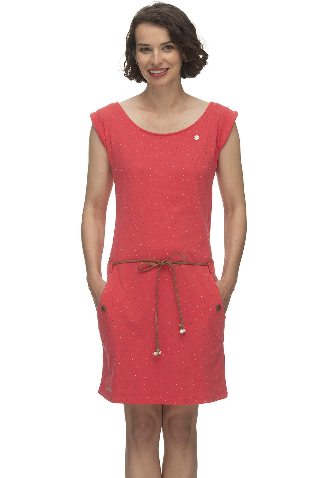 Ragwear Jerseykleid »TAGG DOTS«, (2 bei im Multi-Color-Punkte-Muster Bindegürtel), online kaufen tlg., OTTO mit