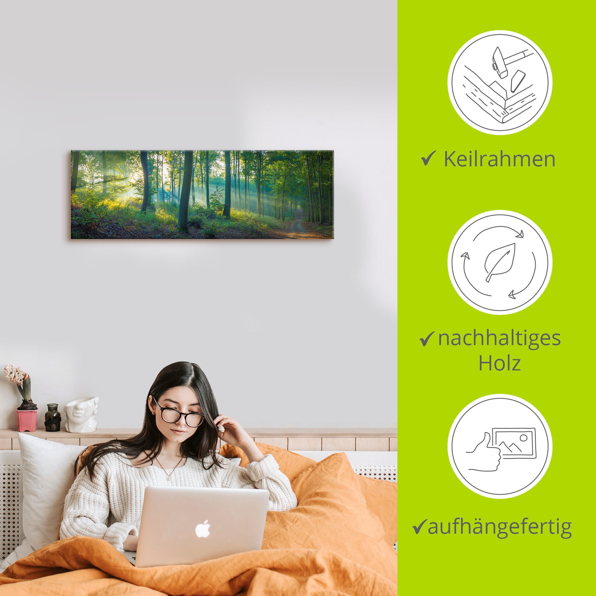 Artland Leinwandbild »Wald Panorama« Waldbilder 1 Stk. tlg. auf Holzrahmen gespannt