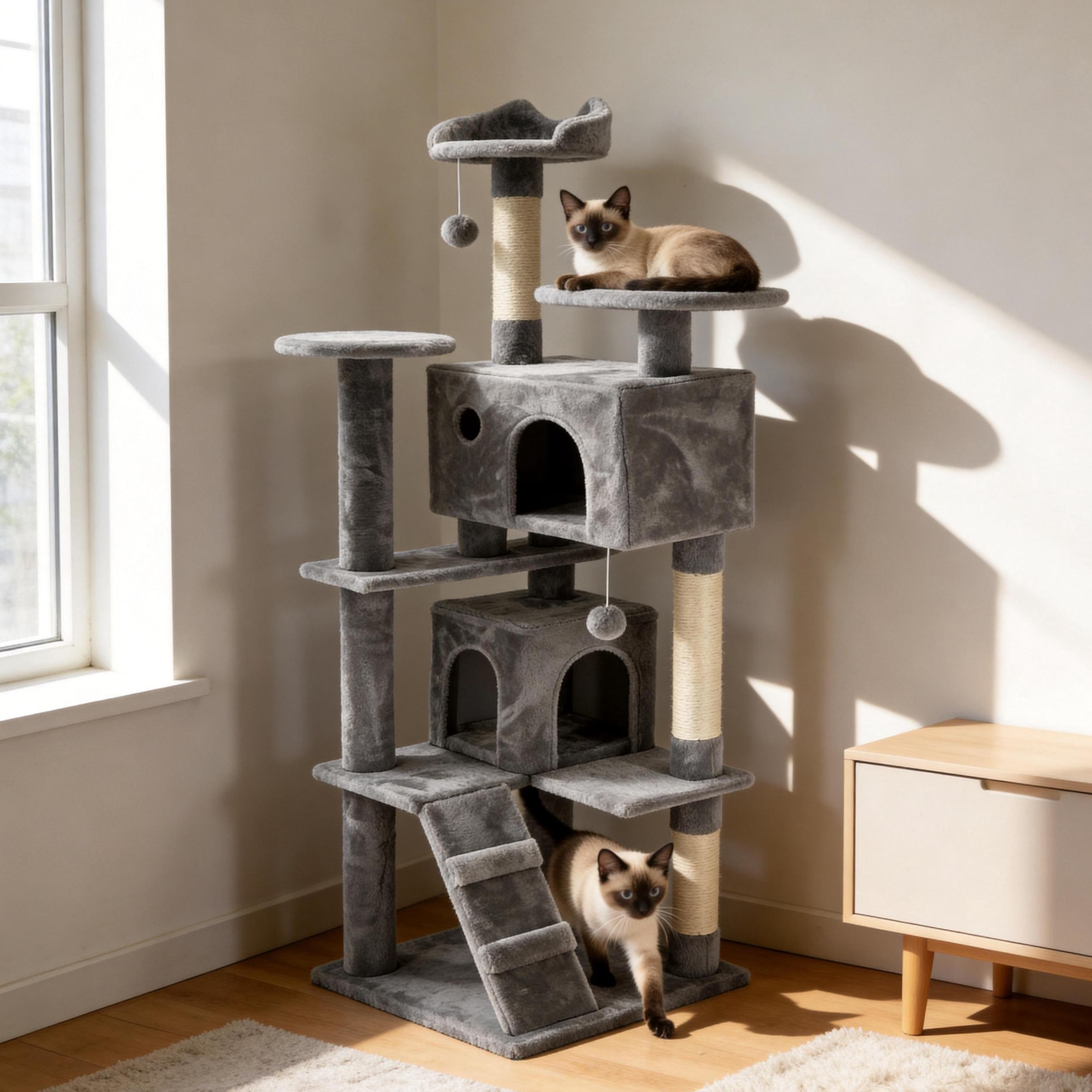 OTTO home Kratzbaum »Lofty« 139 cm hoch Mehrstöckig mit Katzenhöhlen, Liegeflächen und Sisalstämmen