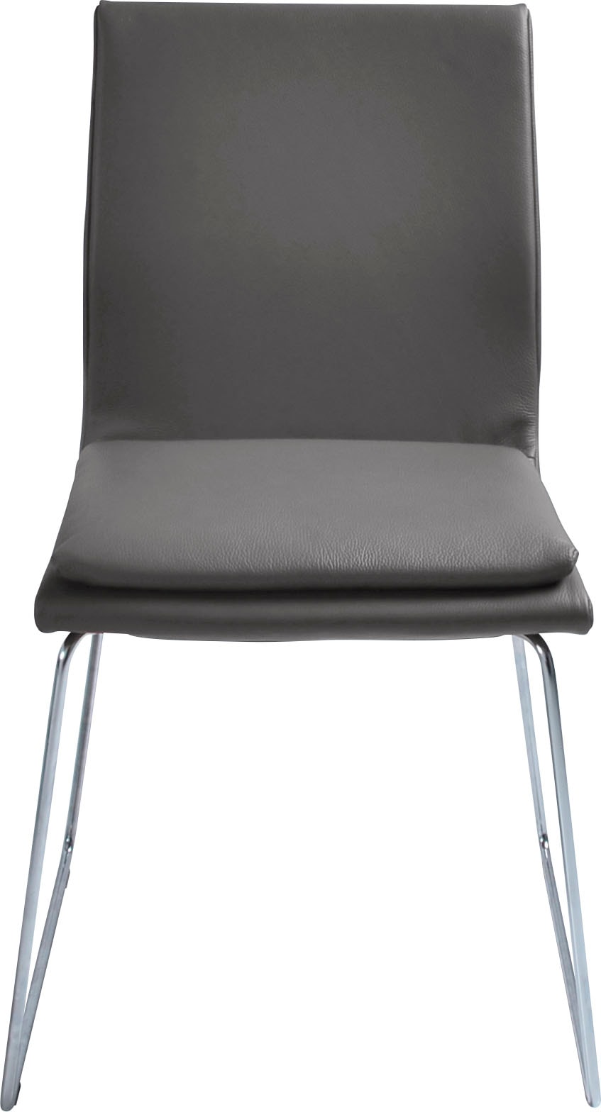 K+W Komfort & Wohnen Esszimmerstuhl »Creso« () mit Sitzkissen und Rundrohrkufe in Edelstahloptik gebürstet