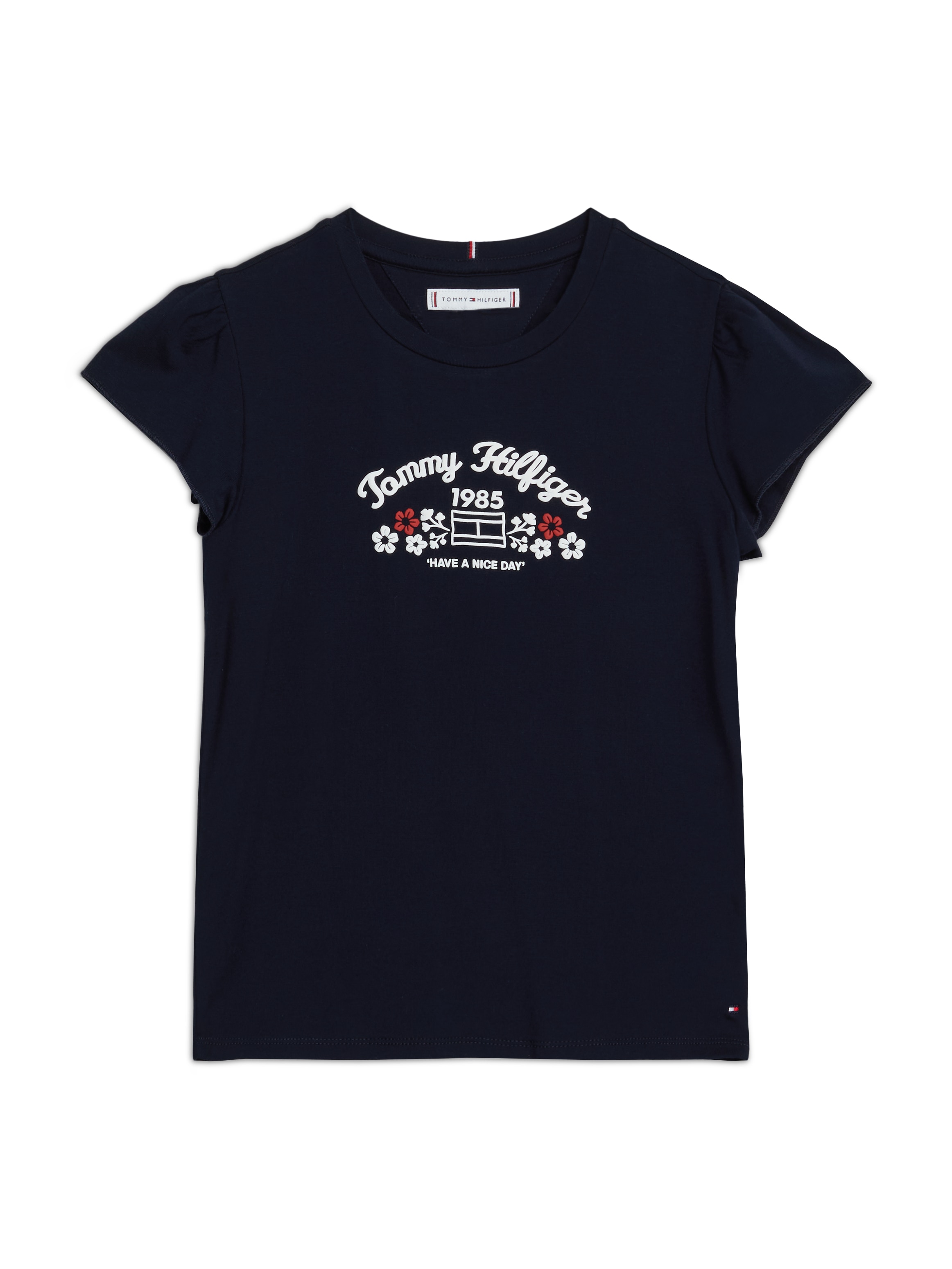 Tommy Hilfiger T-Shirt »FLOWER PUFF PRINT REG TEE SS«, Kinder bis 16 Jahre mit Markenprint