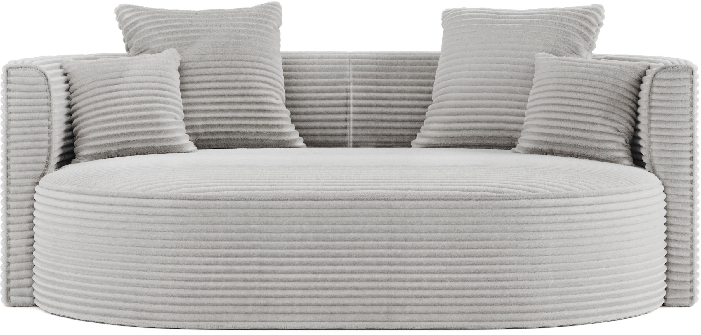 LeGer Home by Lena Gercke 2,5-Sitzer »ISALIE, rundes Loungesofa, mit Kissen, perfekt gepolstert«, moderne Stoffe, mit 4 Zierkissen, extra große Sitzfläche