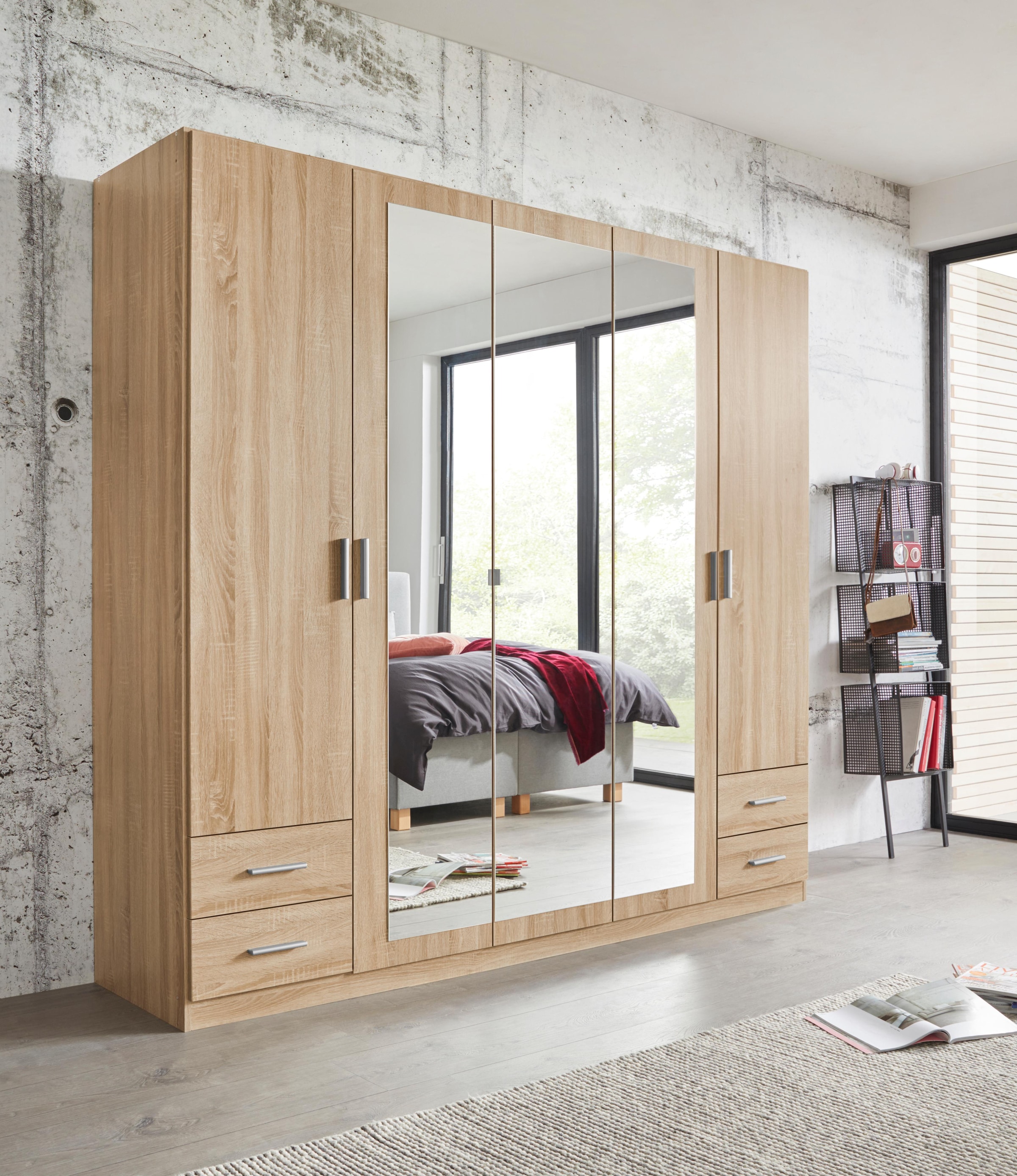 rauch Drehtürenschrank »Drehtürenschrank Schrank Garderobe Wäscheschrank Schlafzimmer FLEXX« mit 4 Schubkästen