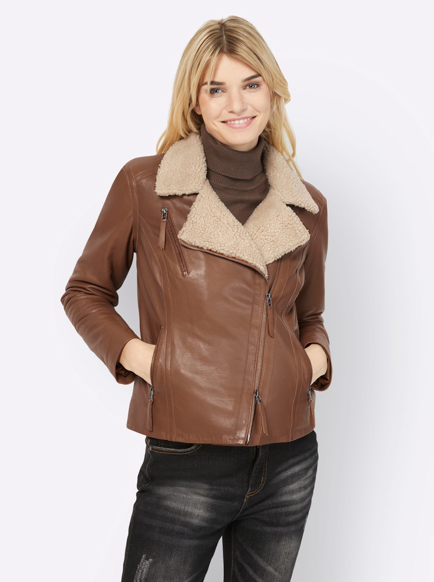 heine Lederjacke, ohne Kapuze
