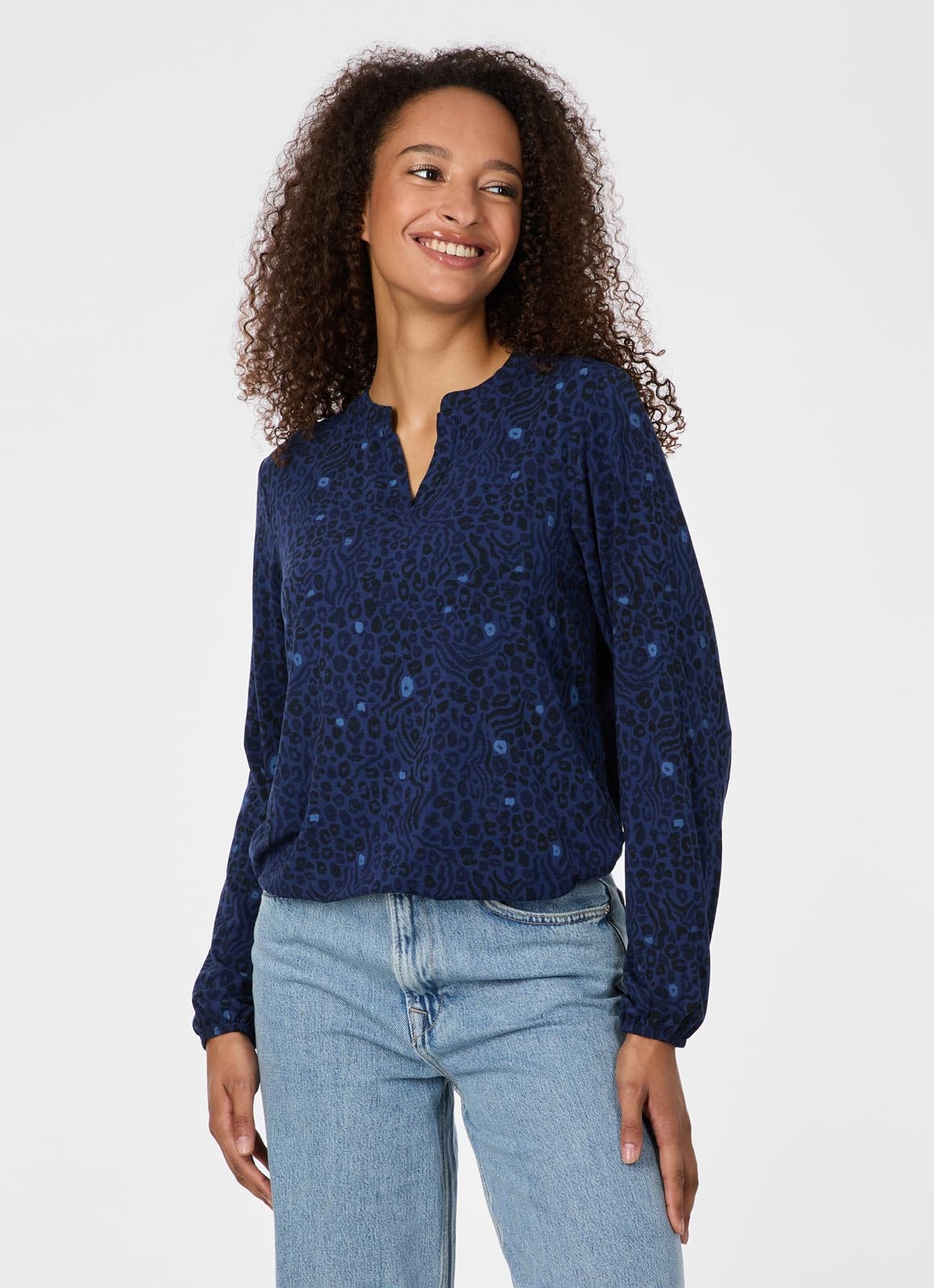 Ragwear Langarmshirt »SANTICA PRINT« Viskosemischung mit Gummizug und Allover-Print