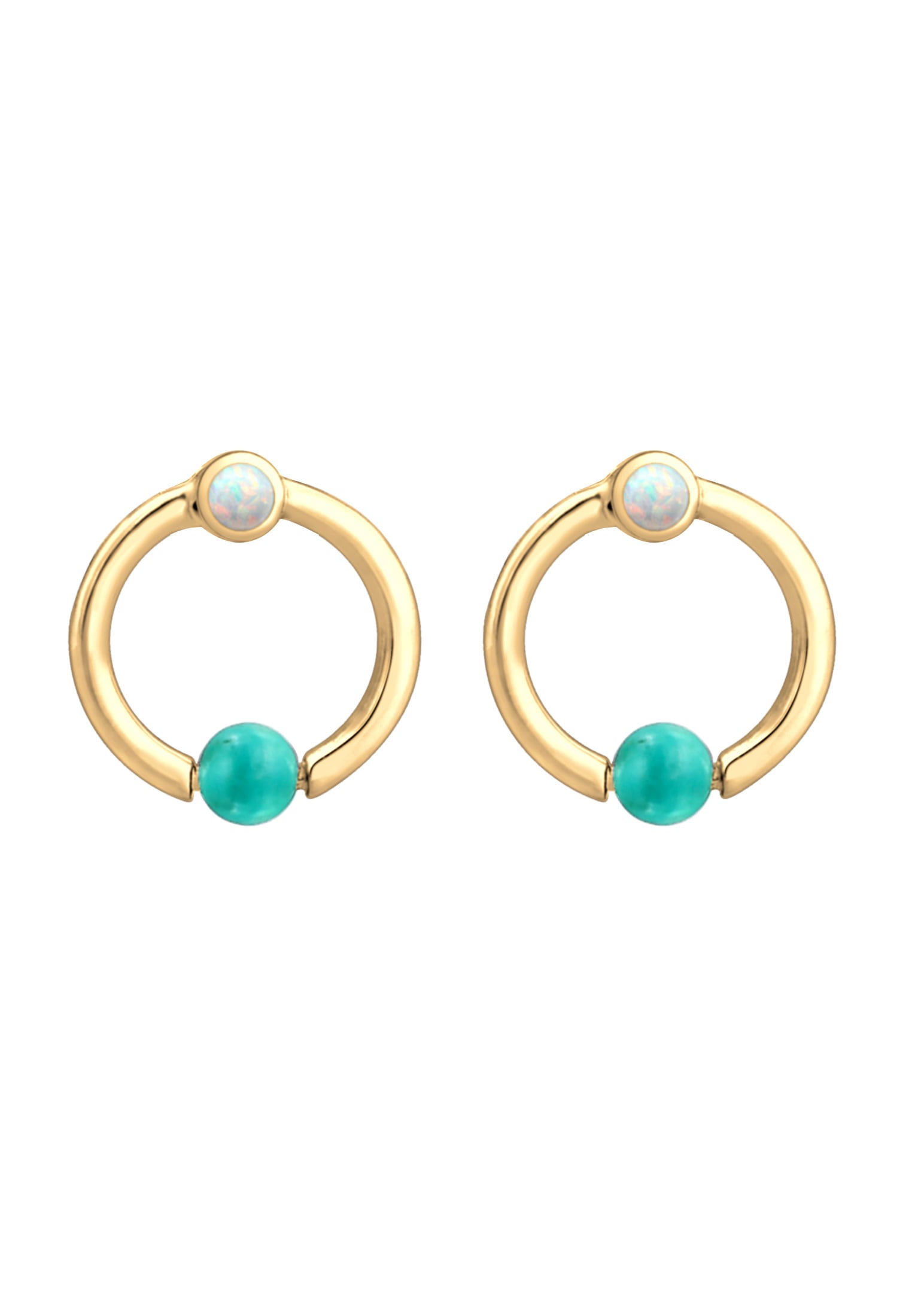 Elli Paar Ohrstecker »Ohrringe Kreis Howlith Stein Synthetischer Opal 925 Silber«