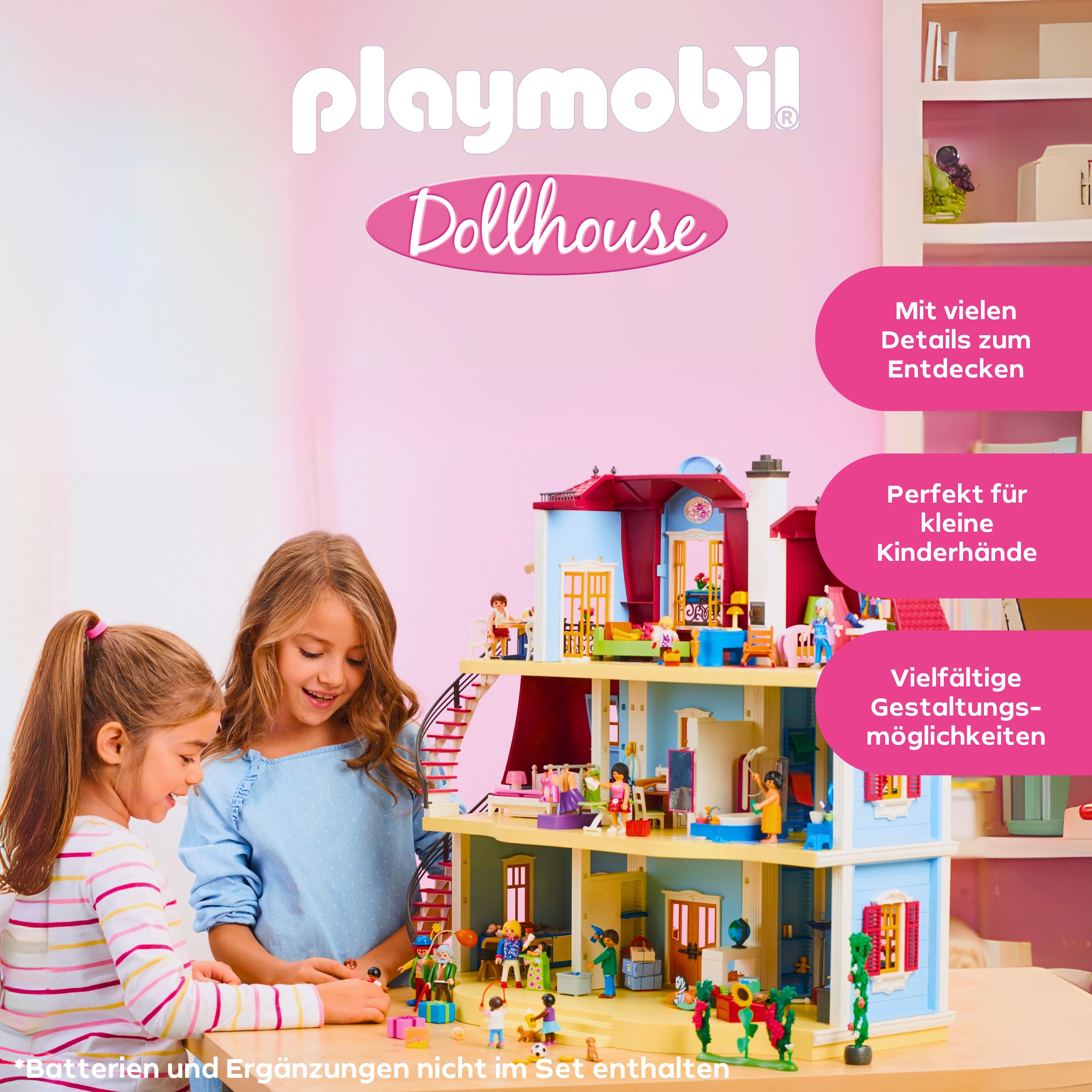 Playmobil® Konstruktions-Spielset »Mein Großes Puppenhaus (70205), Dollhouse«, (592 St.), Made in Germany