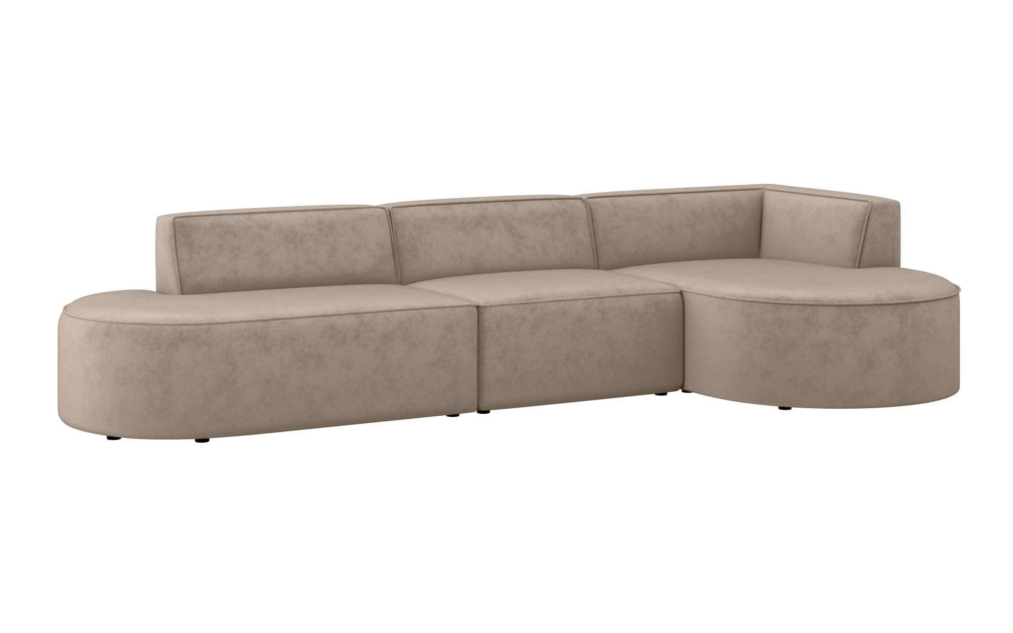 andas Ecksofa »EIVIND Designer Sofa mit Ottomane rechts/links, B/T/H: 343/159/72 cm«, L-Form mit Wellenunterfederung, auch in Feincord und Bouclé