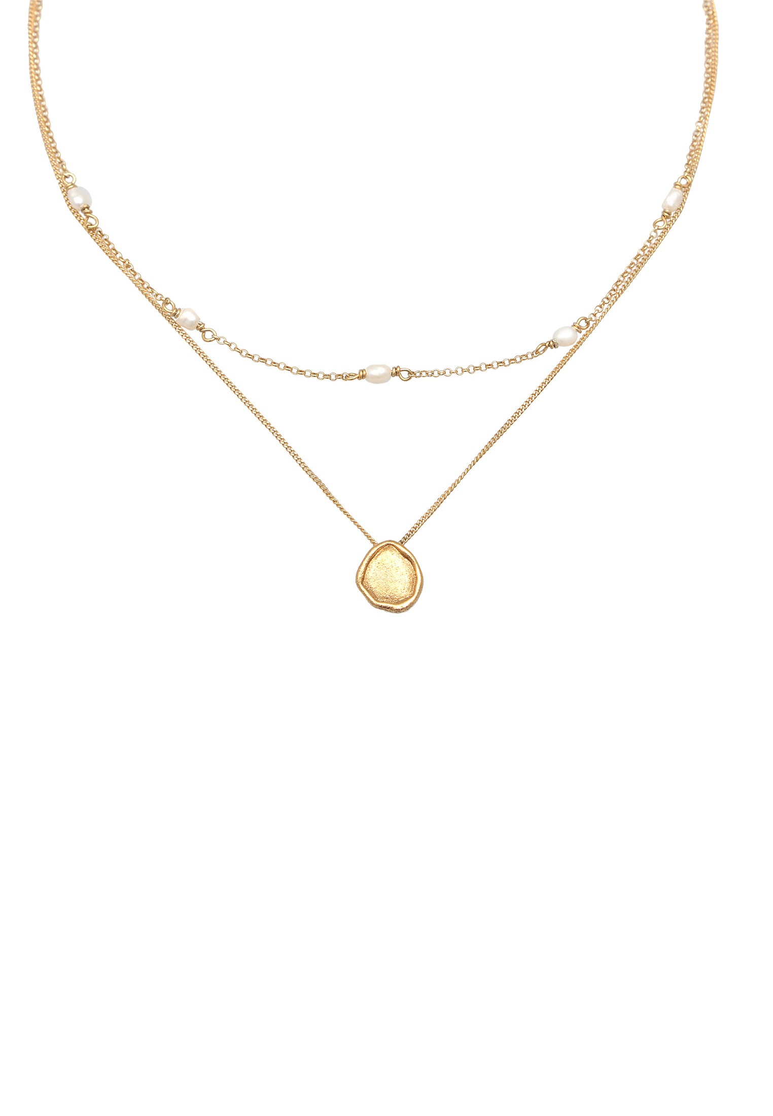Elli Premium Silberkette »Halskette Choker Layer Süßwasserperlen Coin 925 Silber«