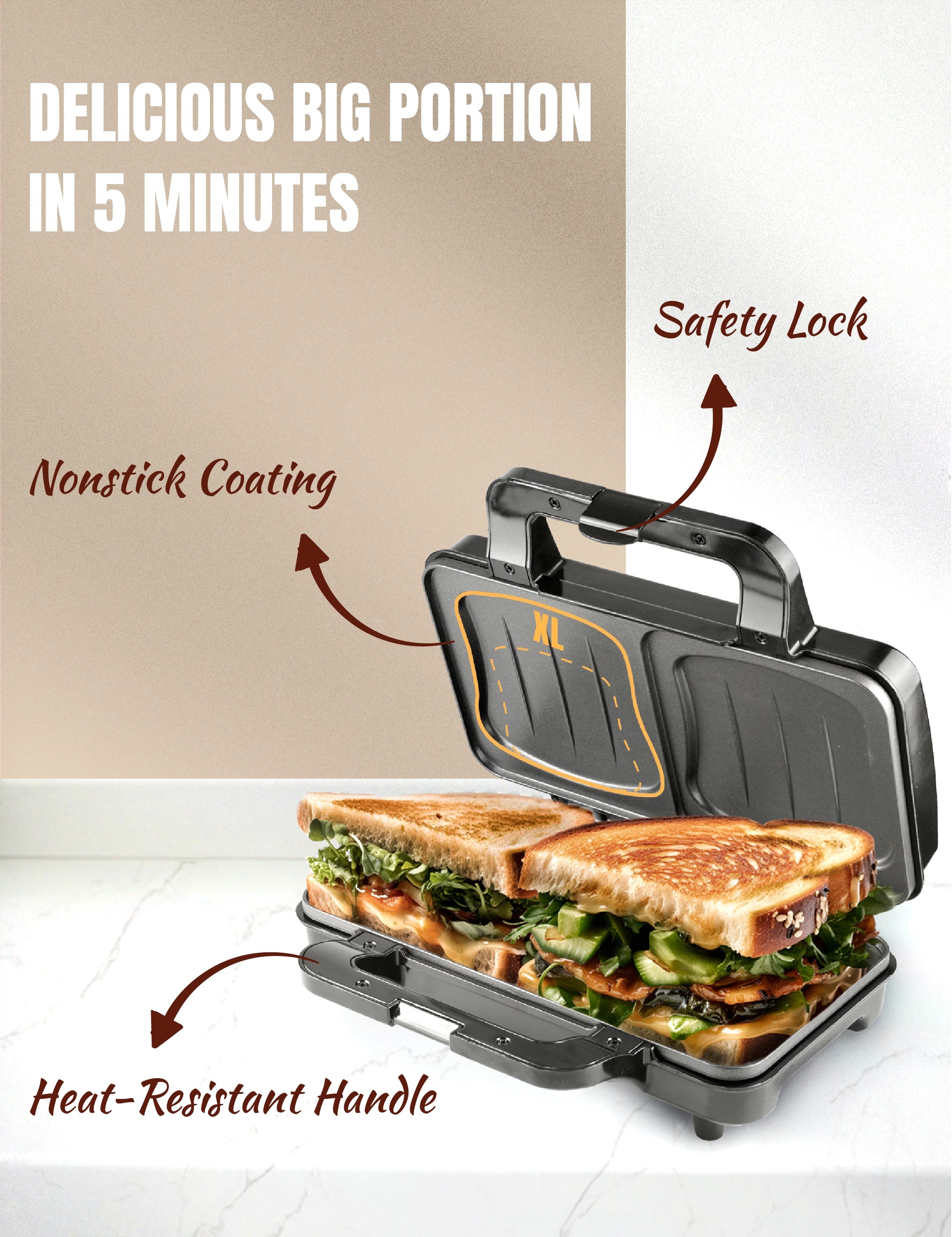 bestron Sandwichmaker »ASM92XLSAT«, 900 W