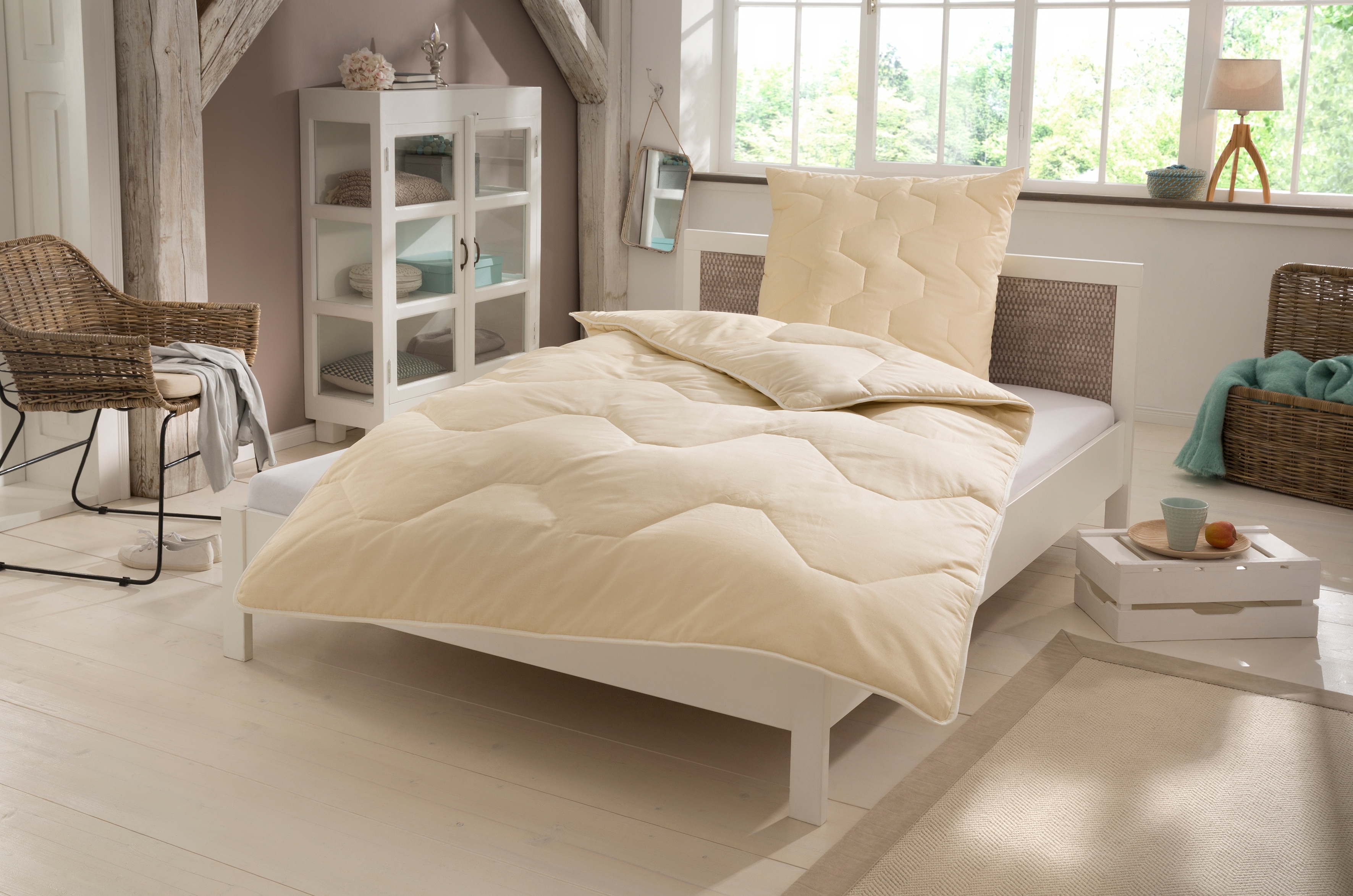 Älgdröm Naturfaserbettdecke »Baumwolle 60 °C in beige, Größe B/L: 135 cm x 200 cm