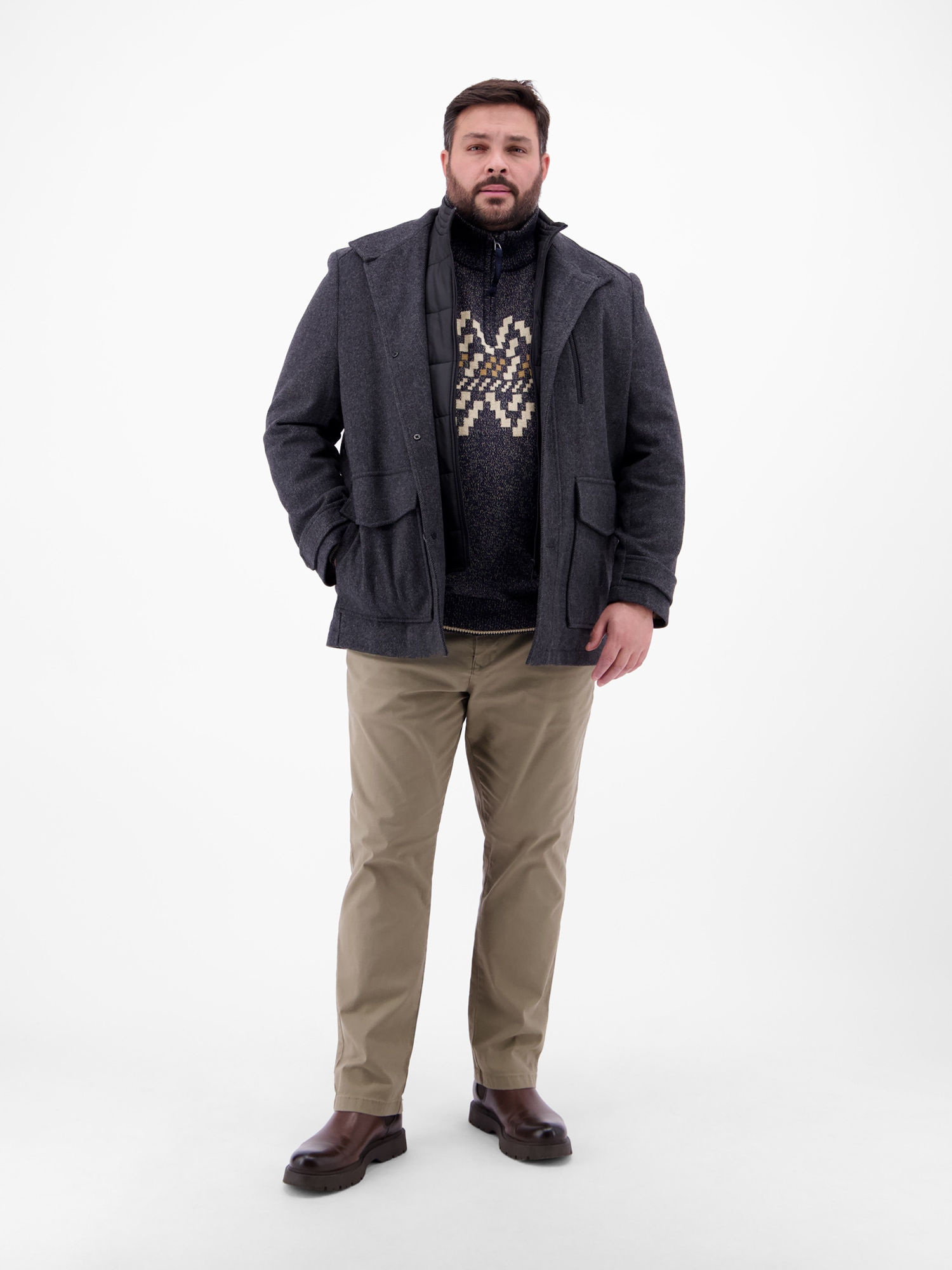 LERROS Norwegerpullover »LERROS Troyer mit Norwegermuster in Übergrößen«