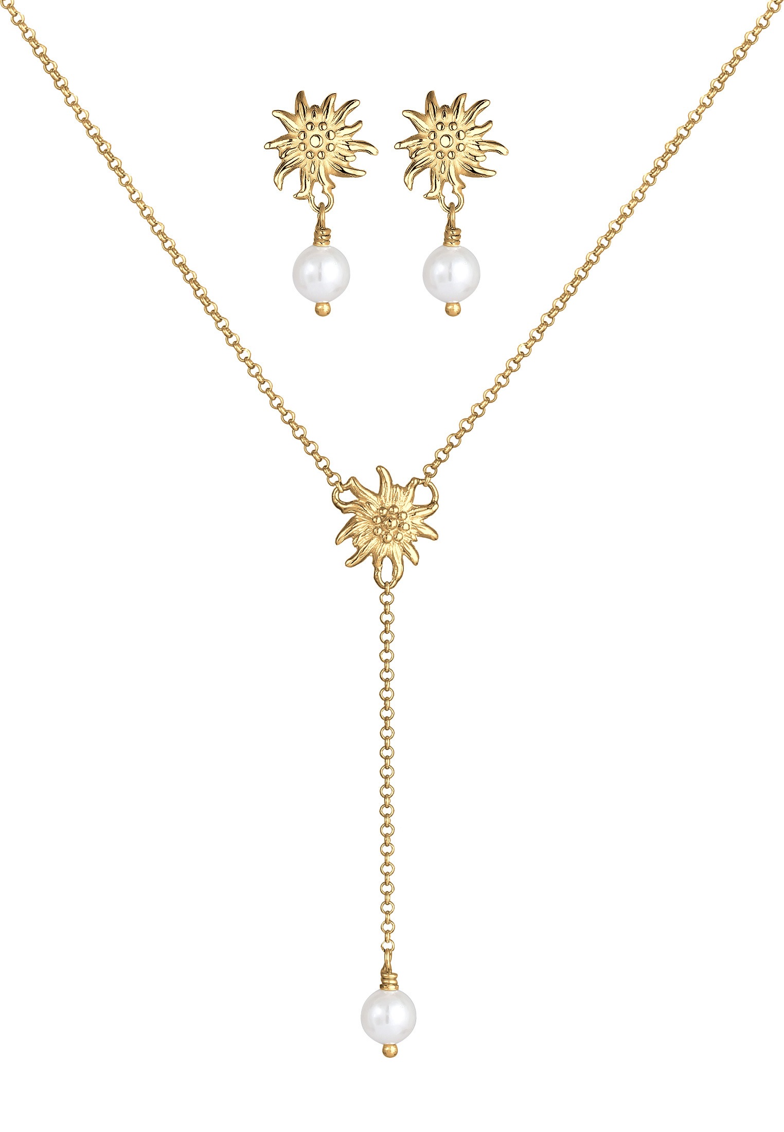 Elli Ohrring und Ketten Set »Schmuckset Elli Schmuckset Tracht Edelweiss Perle Set 925 Silber«
