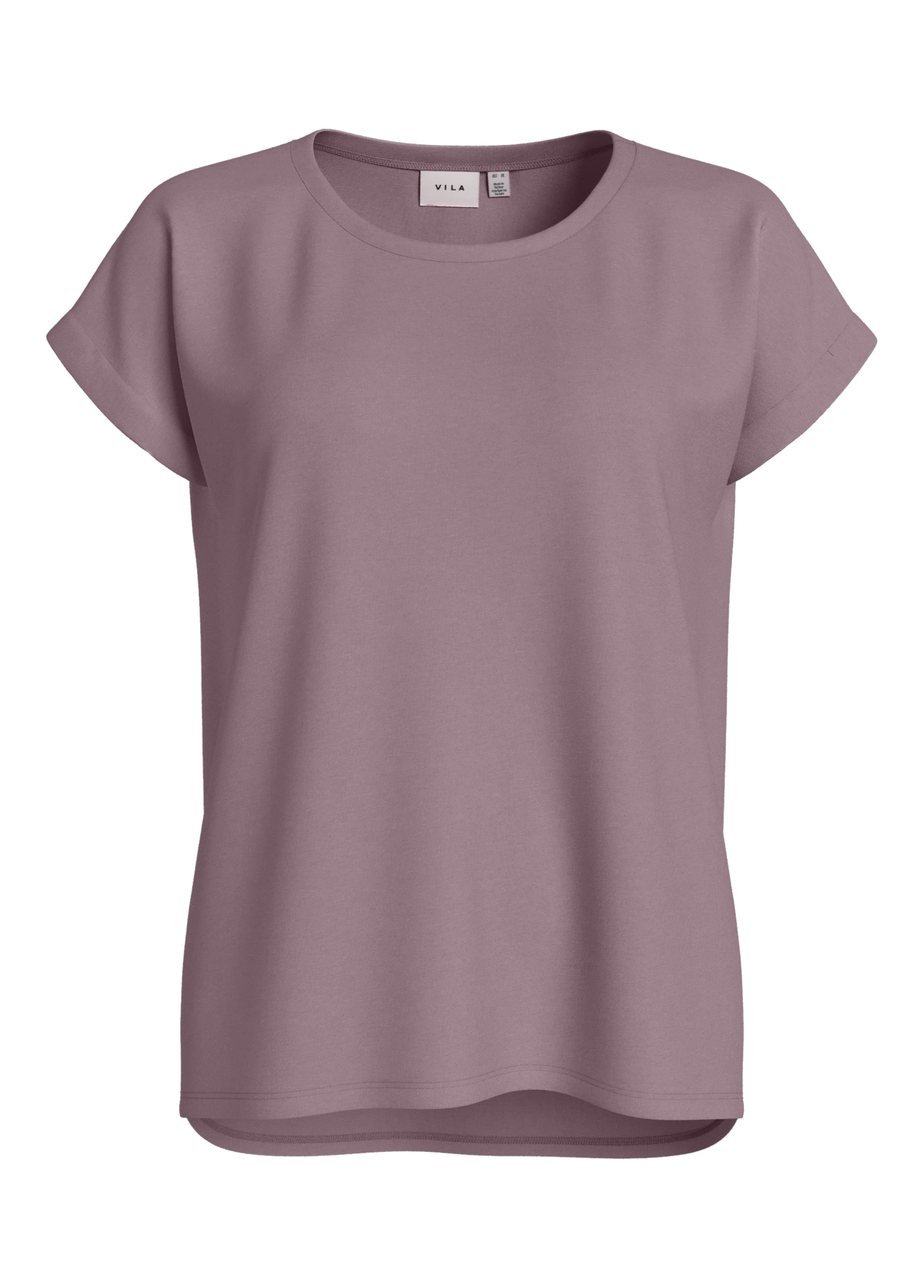 Vila Rundhalsshirt »VIDREAMERS NEW PURE T-SHIRT/SU-NOOS«, Basic Damen-T-Shirt mit Rundhalsausschnitt und umgeschlagenen Ärmeln