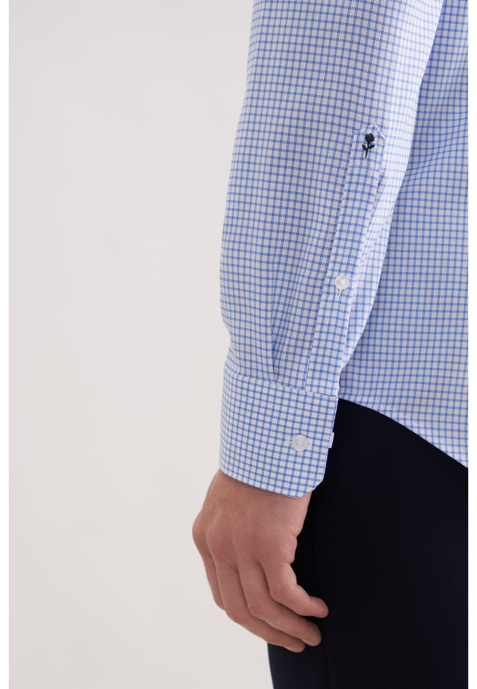 seidensticker Businesshemd »Schwarze Rose« Shaped 1/1 Covered-Button-Down-Kragen Karo