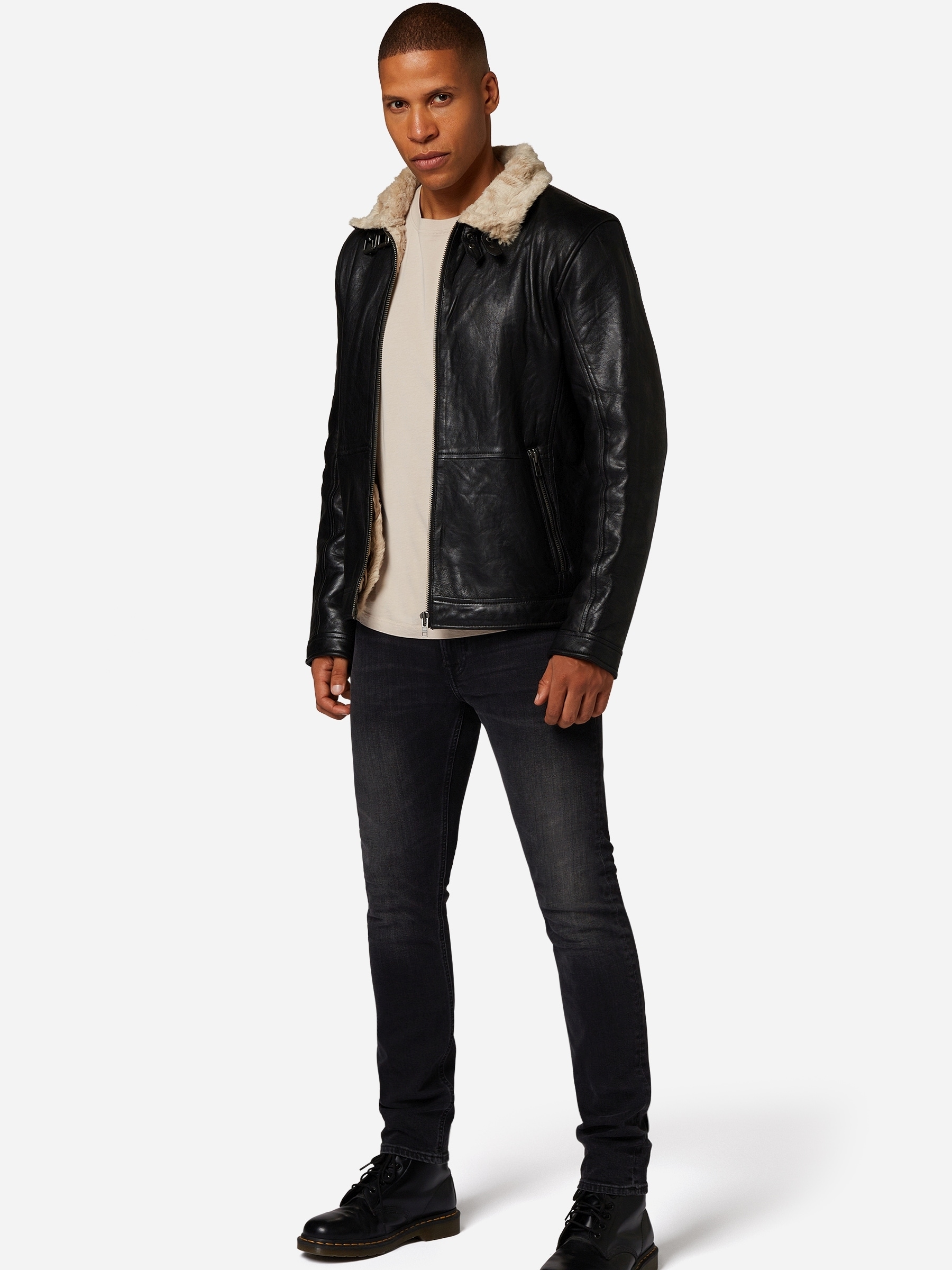 RICANO Bikerjacke »Lederjacke Arthur« ohne Kapuze Handgefertigt aus echtem Leder