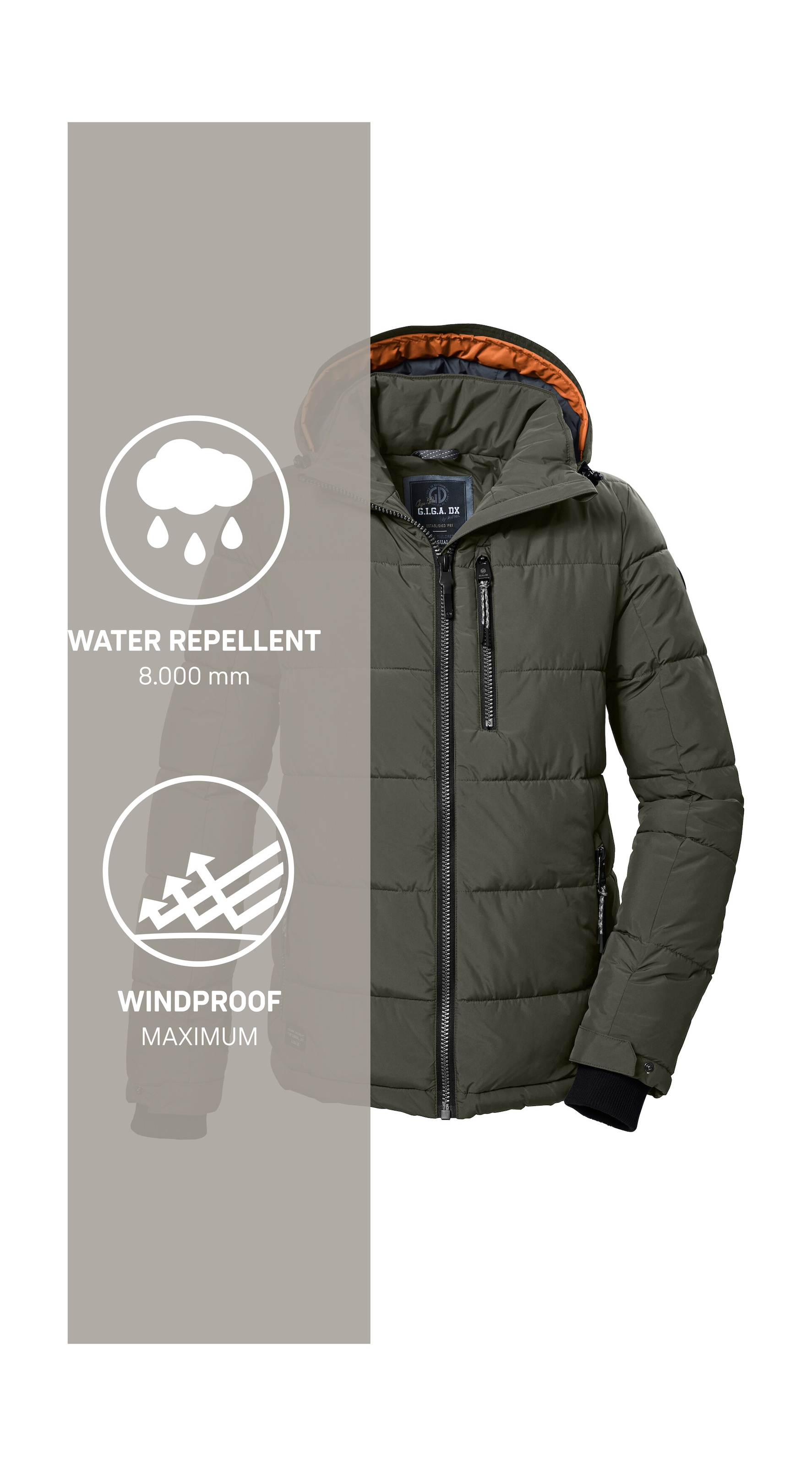 G.I.G.A. DX by killtec Steppjacke »GW 27 MN QLTD JCKT« Wind- und wasserabweisende Herrenjacke mit verstellbarer Kapuze