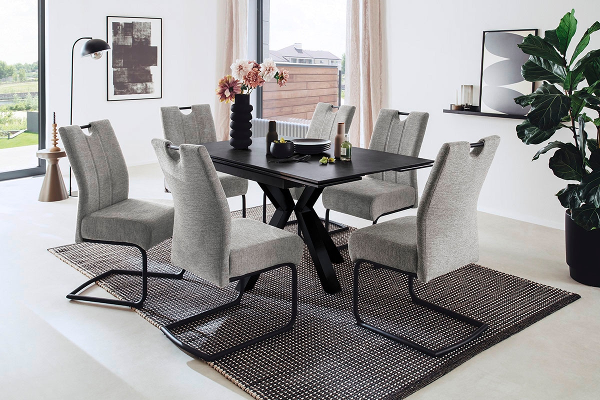MCA furniture Esstisch »PALLINI Auszugstisch 90-150 cm«, (Einzelstück), Keramik,Metall,Längsseitenauszug,ausziehbar,Tischplatte 13 mm