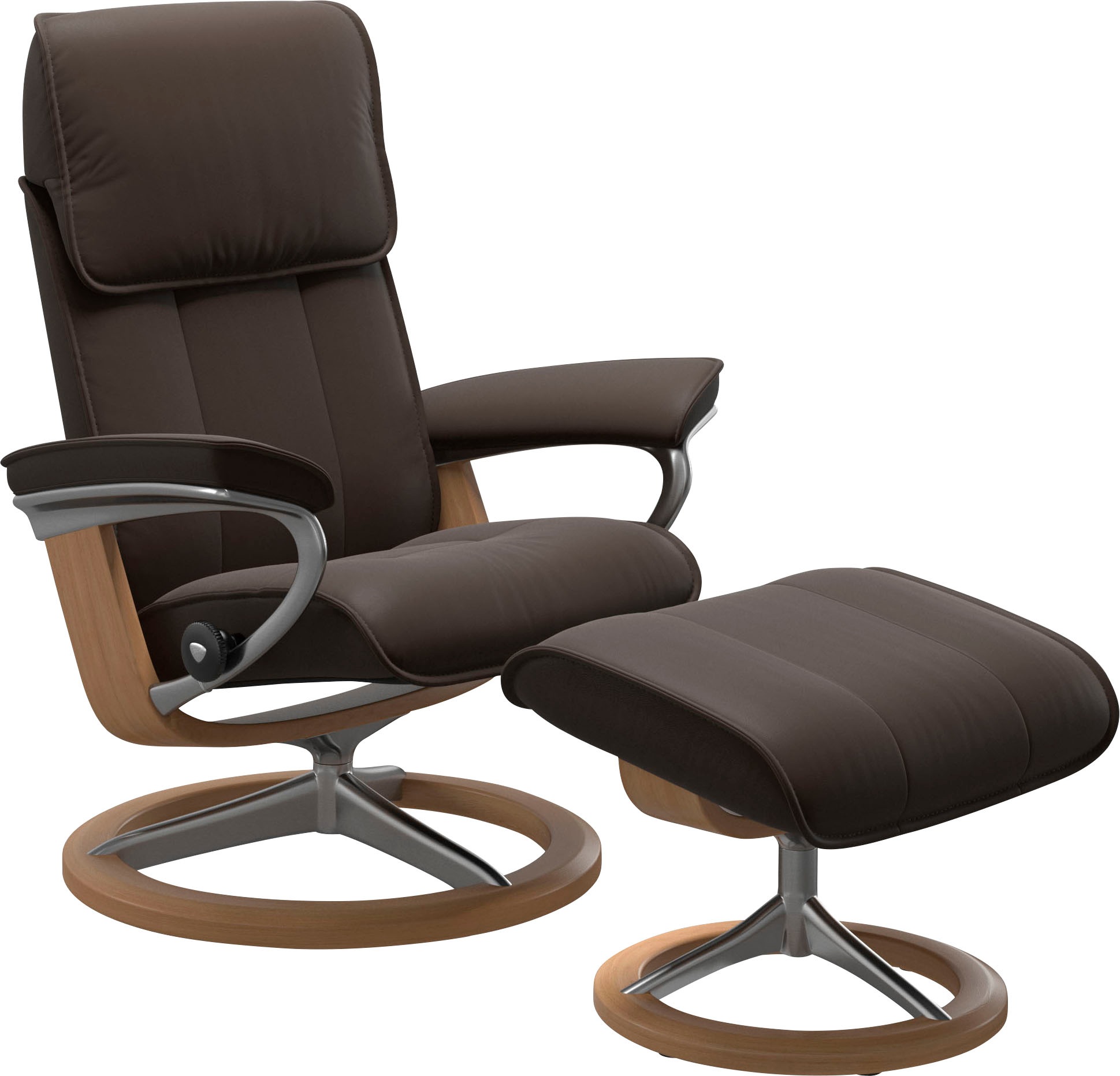 Stressless® Relaxsessel »Admiral«, (Set, Relaxsessel mit Hocker), mit Hocker, mit Signature Base, Größe M & L, Gestell Eiche