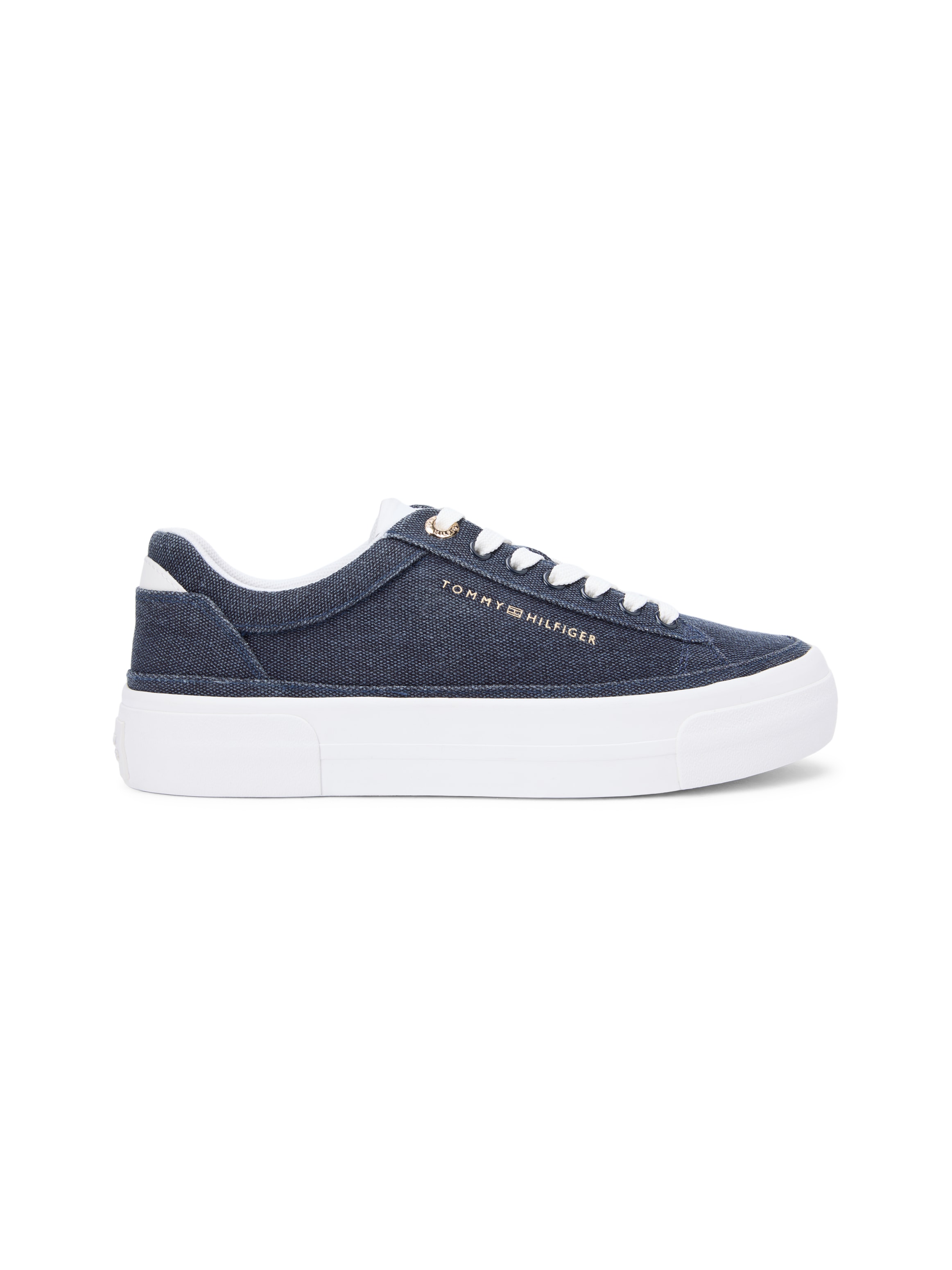 Tommy Hilfiger Plateausneaker »TH FOXING PLATFORM WASHED CANVAS«  Freizeitschuh, Halbschuh, Schnürschuh im angesagten Jeans-Look