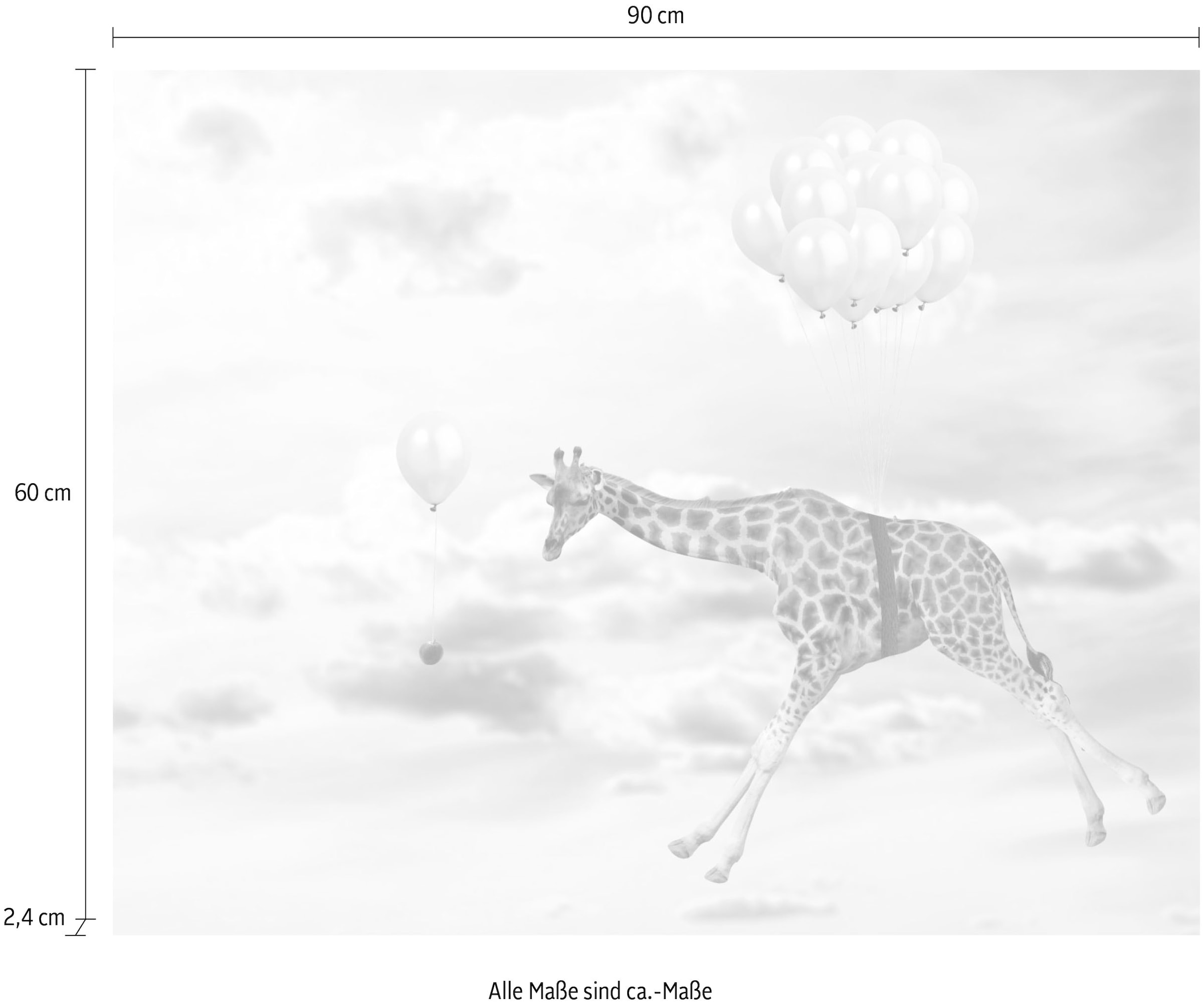 queence Acrylglasbild »fliegende Giraffe«, Tiere-Luftballon-Himmel-Giraffe-Giraffen-Giraffen Bilder-Himmelsbilder, Fine Art-Print in Galeriequalität