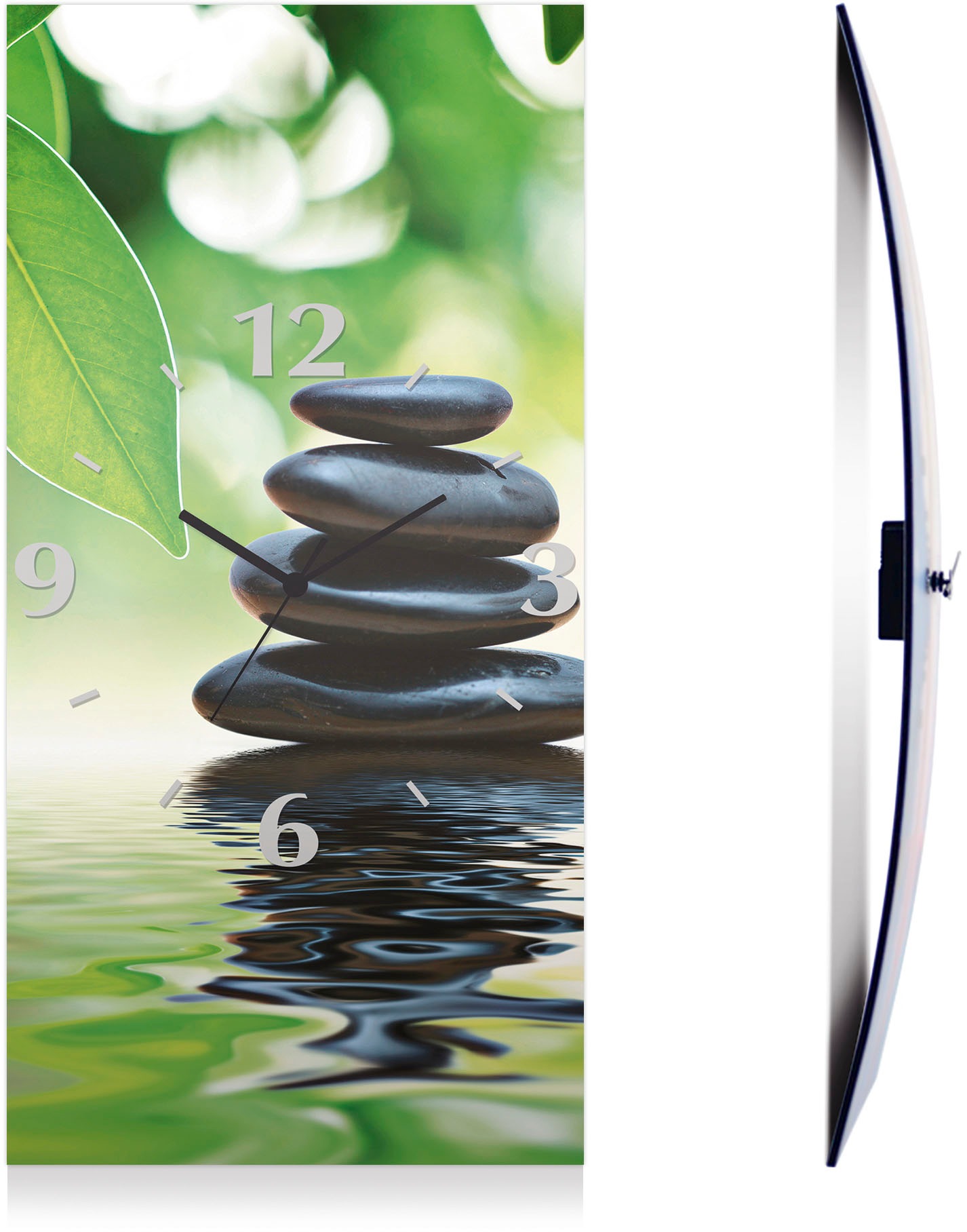 Artland Wanduhr »Zen Steinpyramide auf Wasseroberfläche«, 3D Optik gebogen