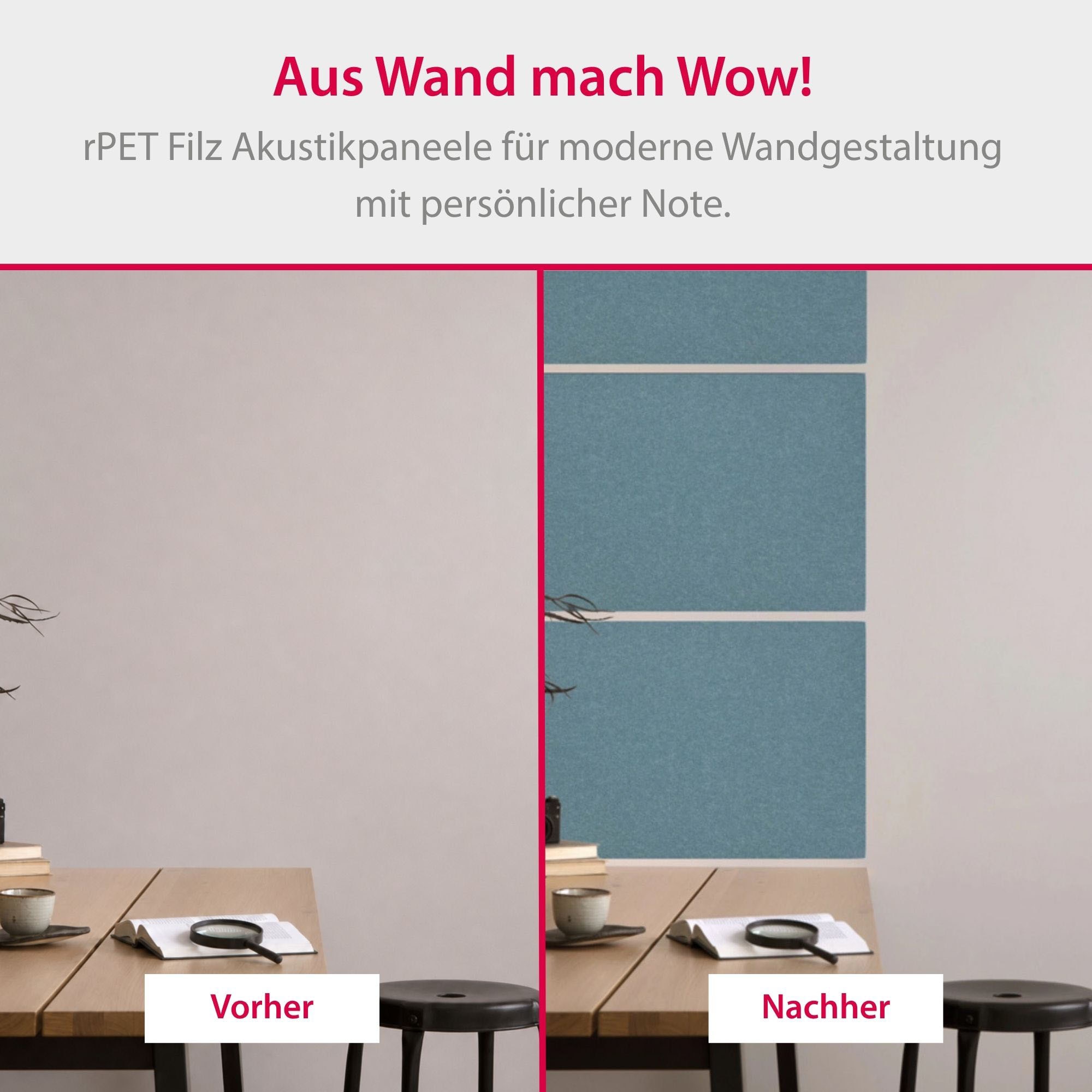 Architects Paper Schallschutzpaneel »A.S. Création Modular Wall Akustikpaneel Filz« 1 tlg. Einfarbiges Akustikpaneel aus recyceltem PET-Filz
