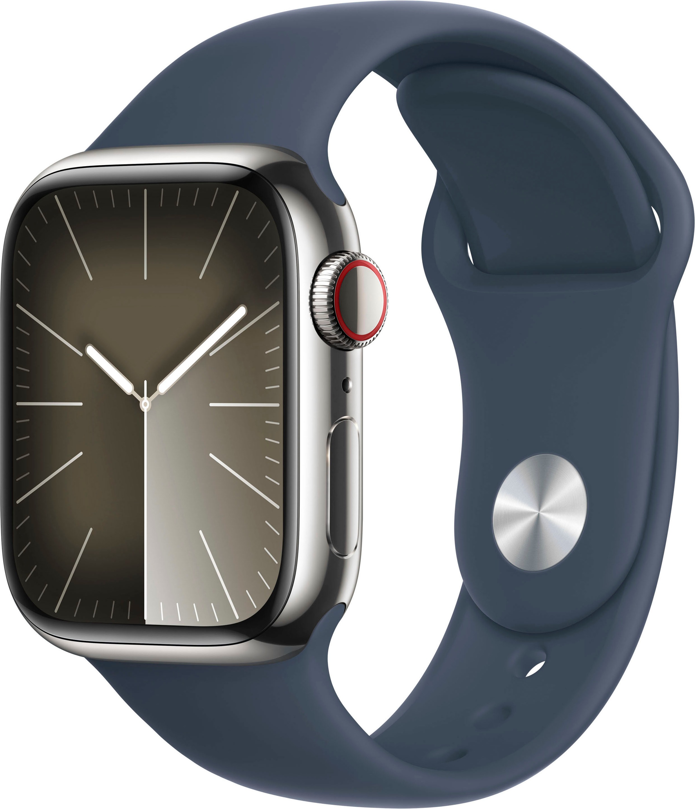 Apple Smartwatch »Watch Series 9 Edelstahl« (4,1 cm / 1,61 ′′) Watch OS 10;EKG;Blutsauerstoff App;Herzfrequenz in silberfarben, Größe M/L