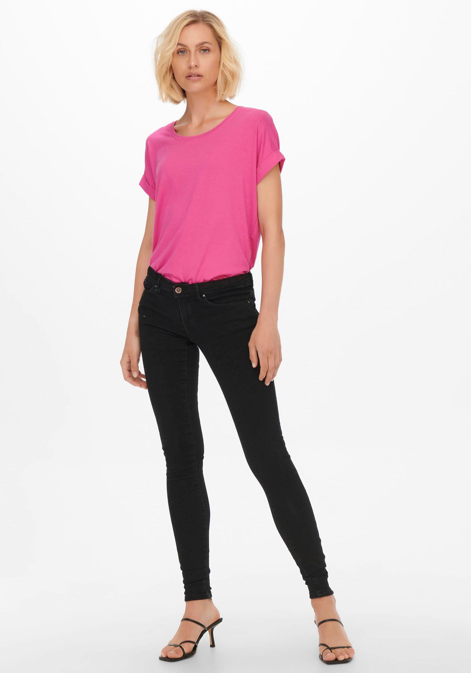 ONLY T-Shirt »ONLMOSTER S/S O-NECK TOP NOOS JRS«, mit Aufschlag am Arm