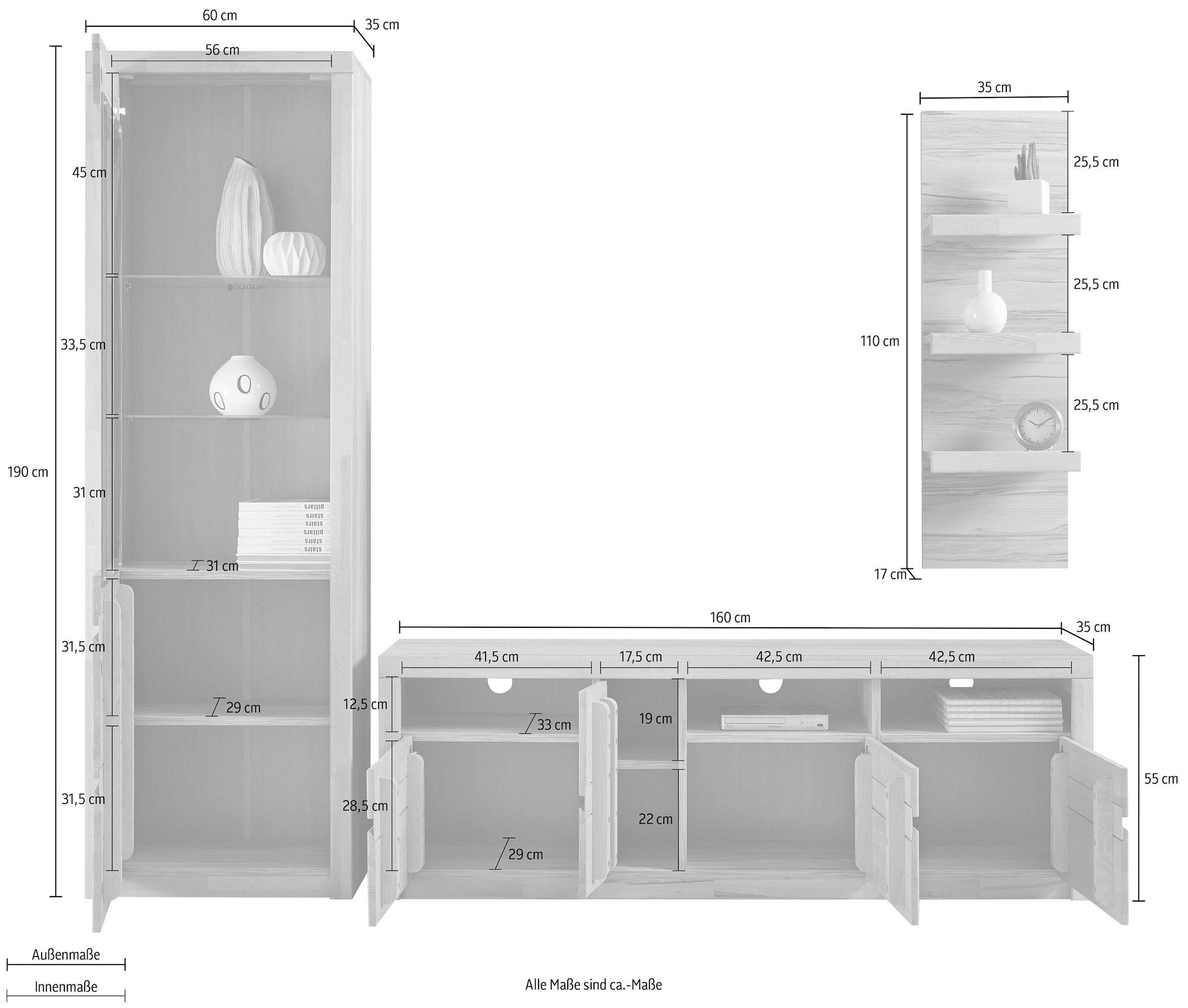 St.), Woltra Shop »Silkeborg«, Holz OTTO Online Wohnwand 3 (Set, teilmassives im