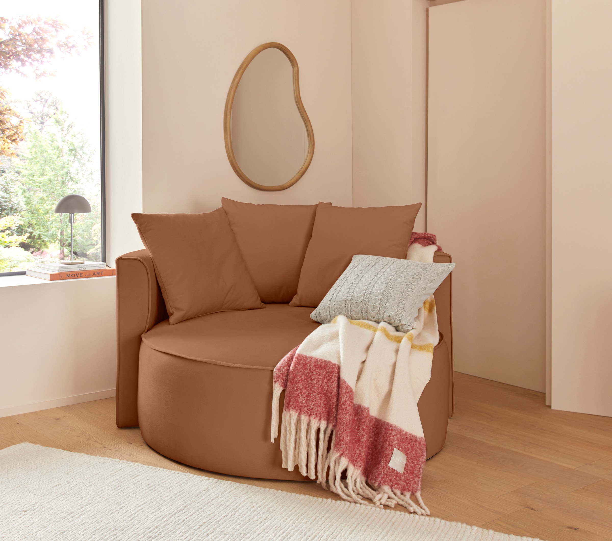 LeGer Home by Lena Gercke XXL-Sessel »ISALIE, Sessel in modernen Farben, Lesesessel, Loveseat, Big-Sessel«, trendige Stoffe, mit 3 Zierkissen, große Sitzfläche, Hocker optional