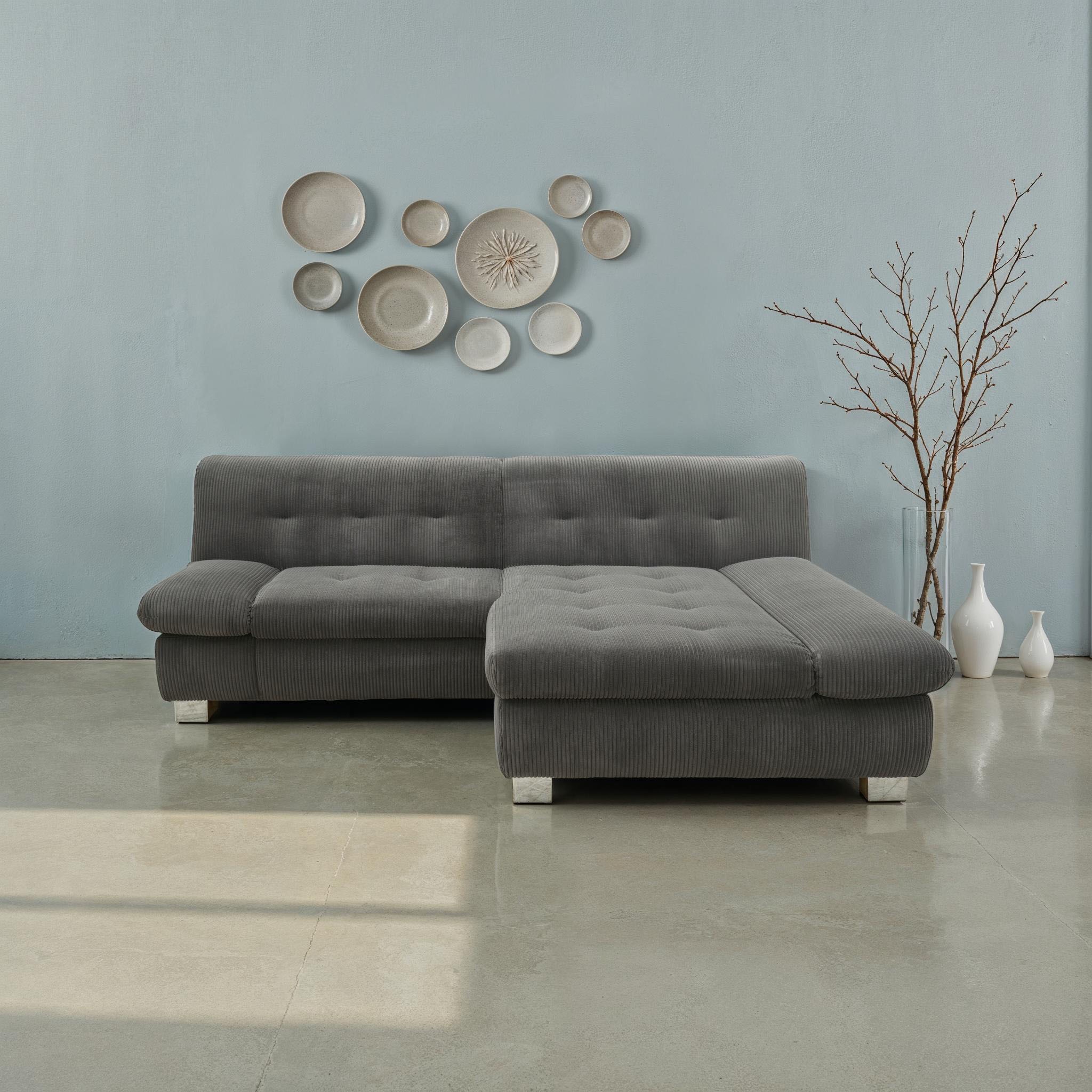 DOMO collection Ecksofa »100031 kompakte Stellmaße, komfortabel und bequem, L-Form«, wahlweise mit Bettfunktion und Armteilverstellung. Breite 234cm