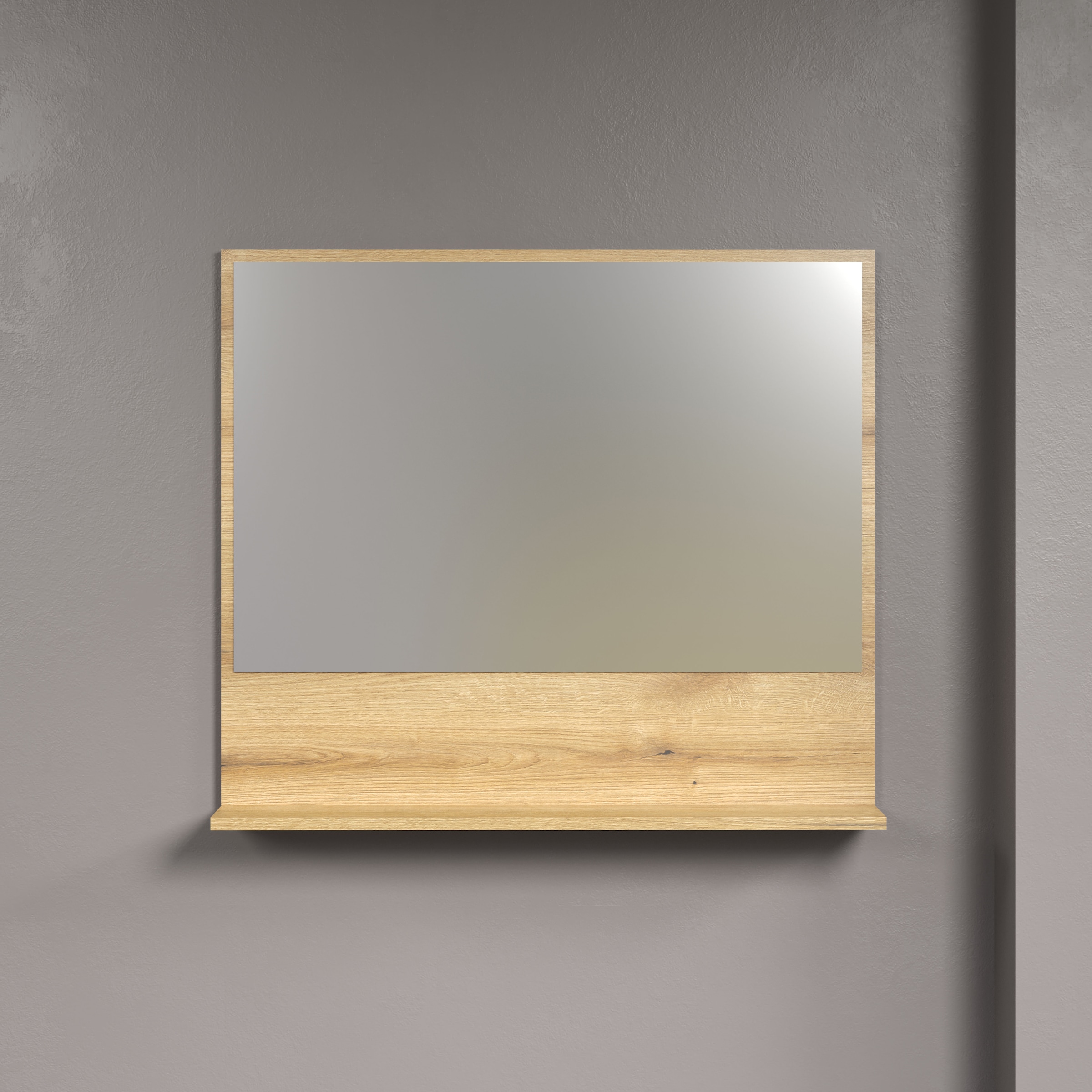 welltime Badspiegel »Amrum«, (1 St.), Eleganter Badezimmerspiegel mit Ablage - Maße (B/T/H) 60-80/14/74 cm