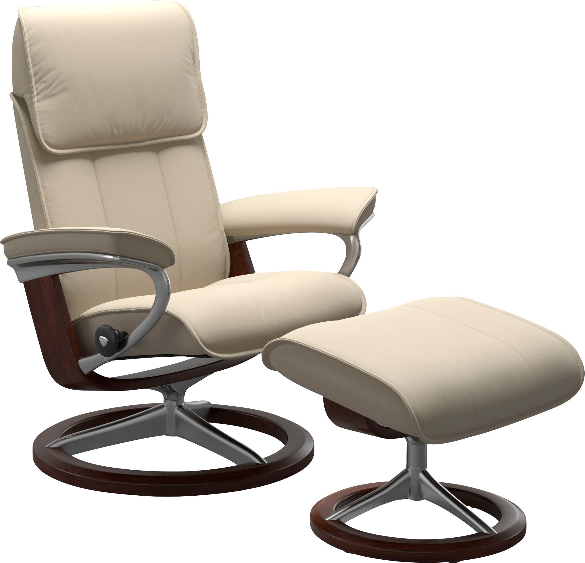 Stressless® Relaxsessel »Admiral«, (Set, Relaxsessel mit Hocker), mit Hocker, mit Signature Base, Größe M & L, Gestell Braun