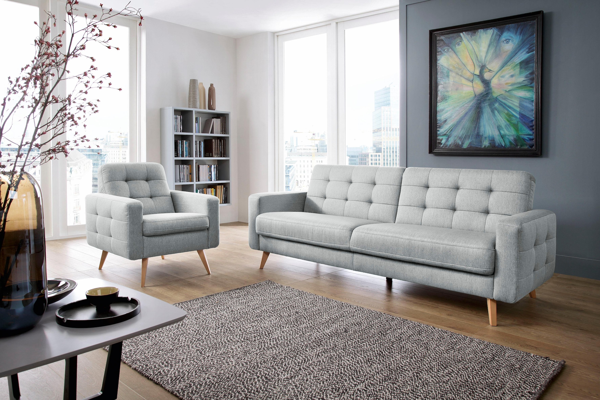 exxpo - sofa fashion 3-Sitzer »Nappa, kompakt und komfortabel, bequem, zeitloses Design, L-Form«, tolle Detailverarbeitung, mit Bettfunktion und Bettkasten