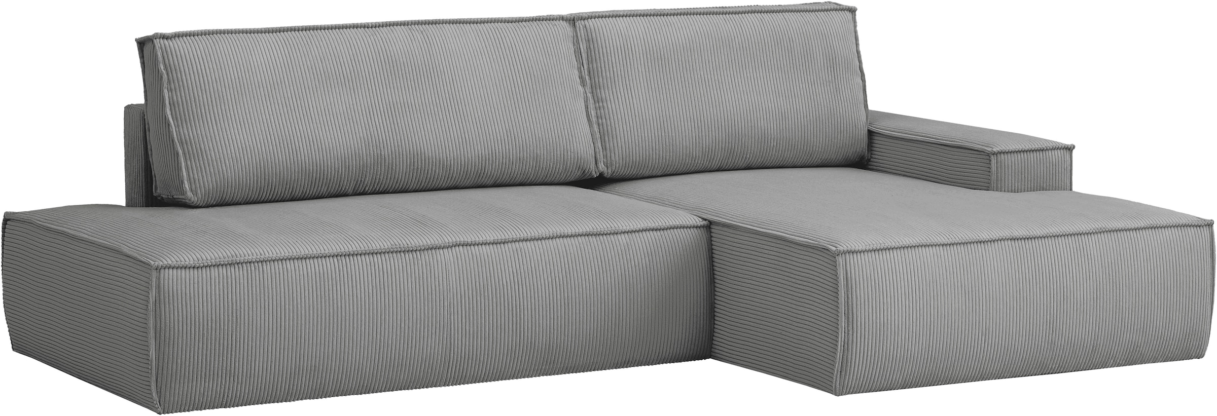 Home affaire Ecksofa »SHERWOOD,  Schlafsofa in L-Form offen (275cm), Cord, Leinenoptik« Schlaffunktion und Bettkasten, Kedernaht, hoher Sitz- & Liegekomfort,