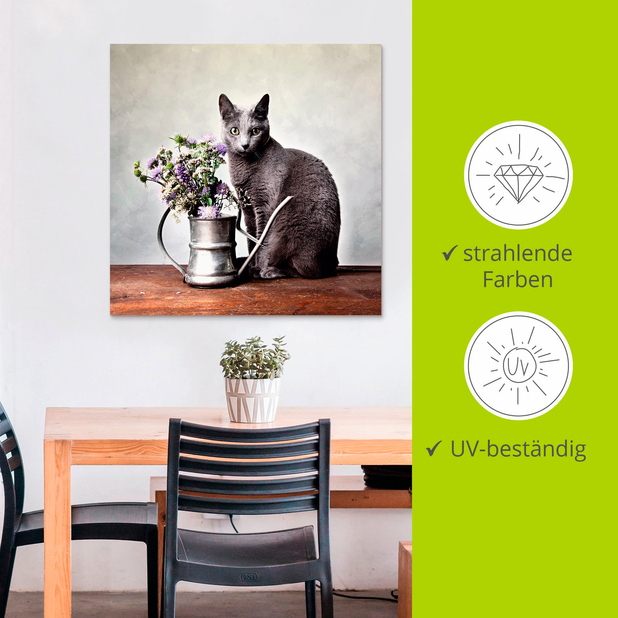 Artland Wandbild »Katze mit Deko«, Haustiere, (1 St.), als Alubild, Outdoorbild, Leinwandbild in verschied. Größen