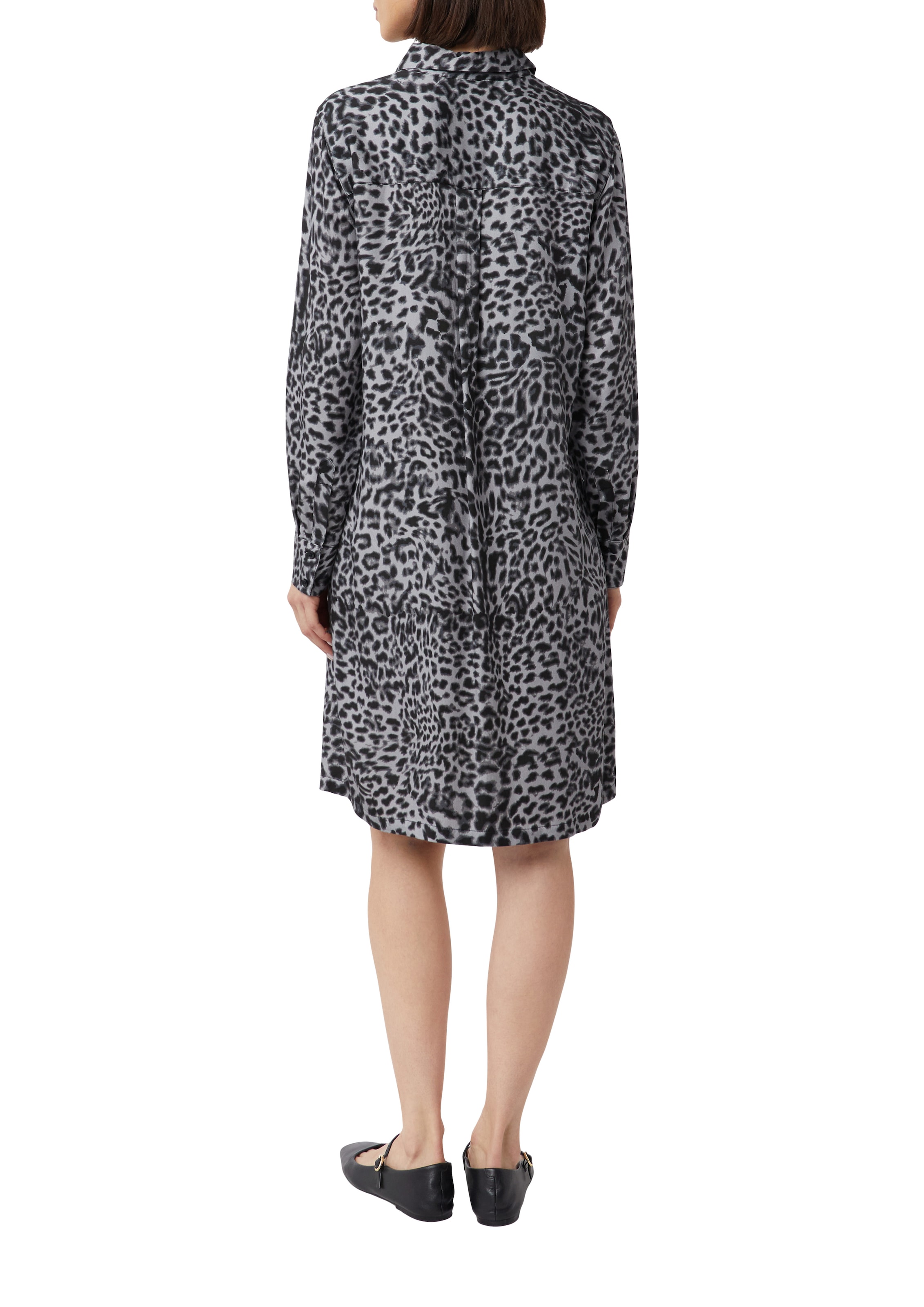 Comma Hemdblusenkleid Sommerkleid mit All-Over Leo Print