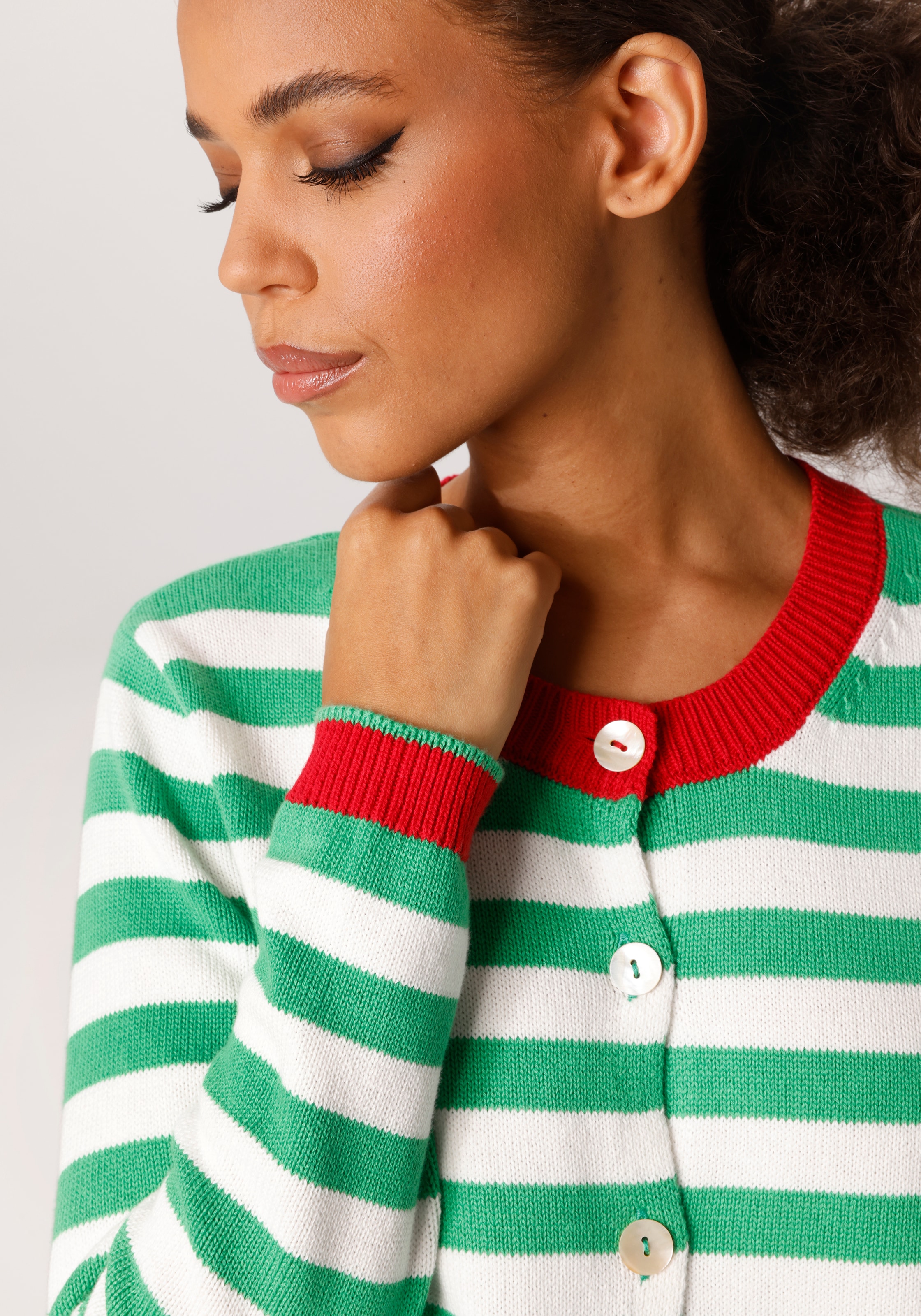 Aniston CASUAL Strickjacke im trendigen Streifen-Dessin - NEUE KOLLEKTION