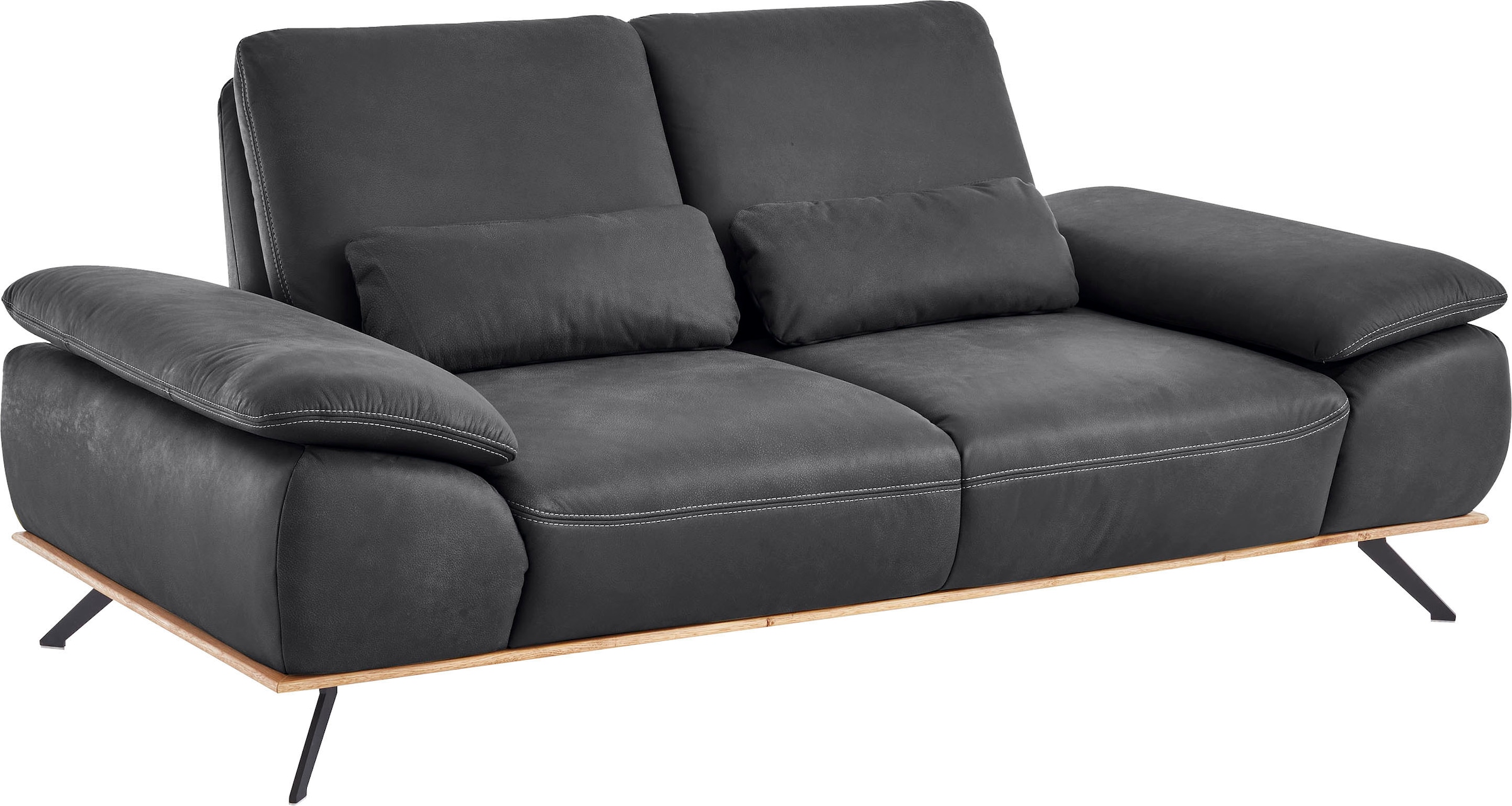Die PlanBar 2,5-Sitzer »PN-EM18063, B: 206 cm. mit Kontrastnaht« optional mit echt bezogenem Rücken, Sitztiefen- und Armteilverstellung
