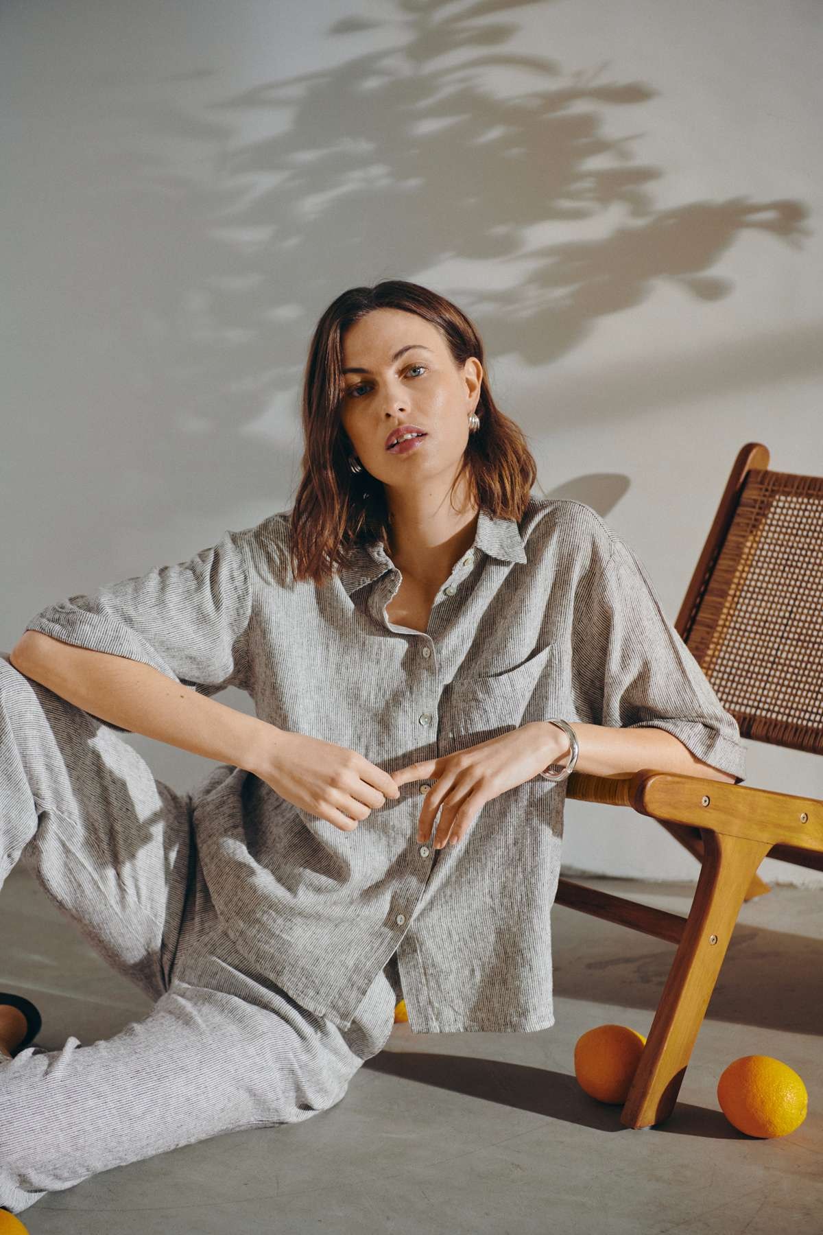 FREEQUENT Hemdbluse »FQLAVA-SHIRT« Gestreifte Sommerbluse mit Leinen