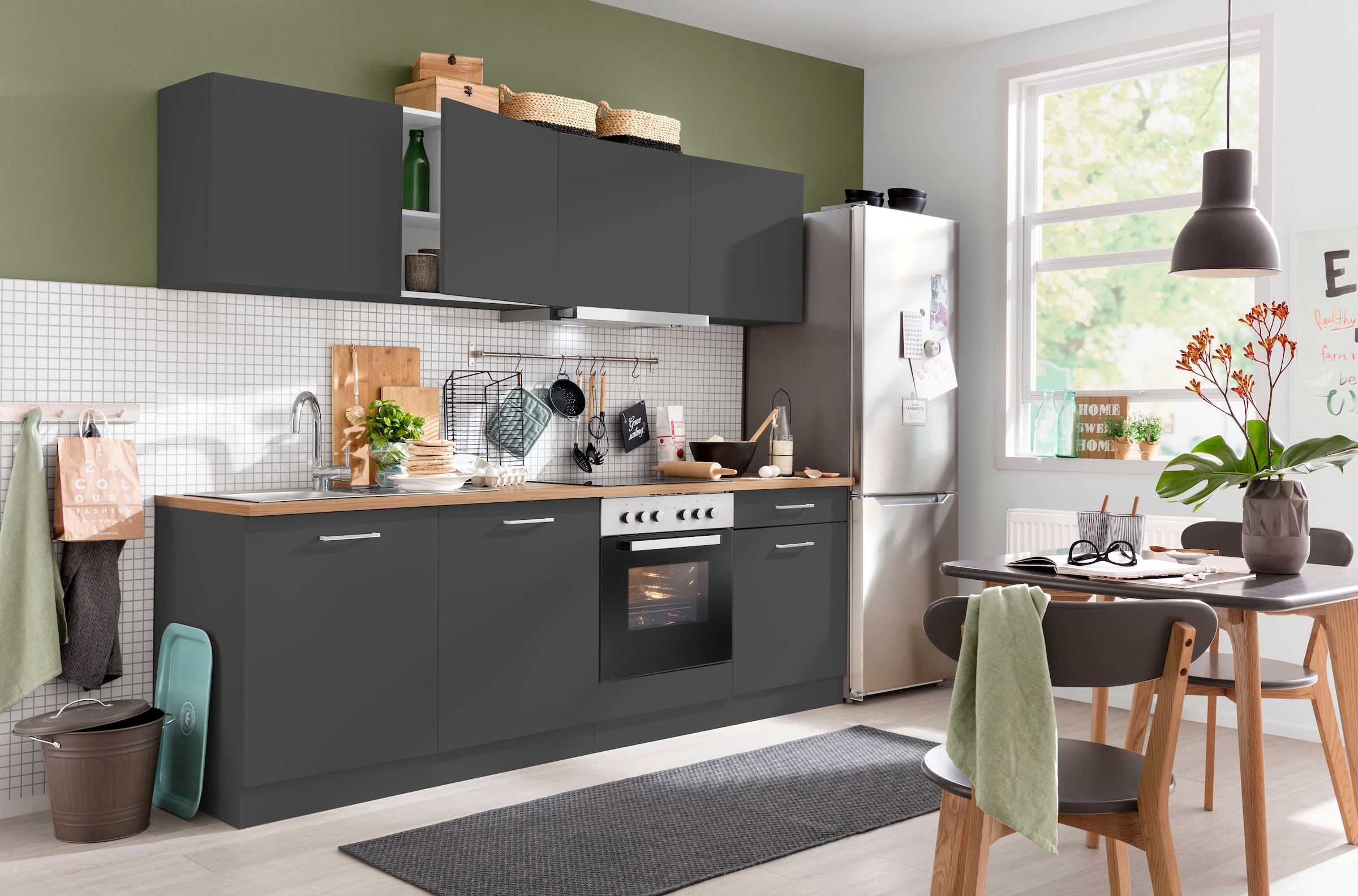 KOCHSTATION Küchenzeile »KS-Kehl«, mit E-Geräten, Breite 240 cm