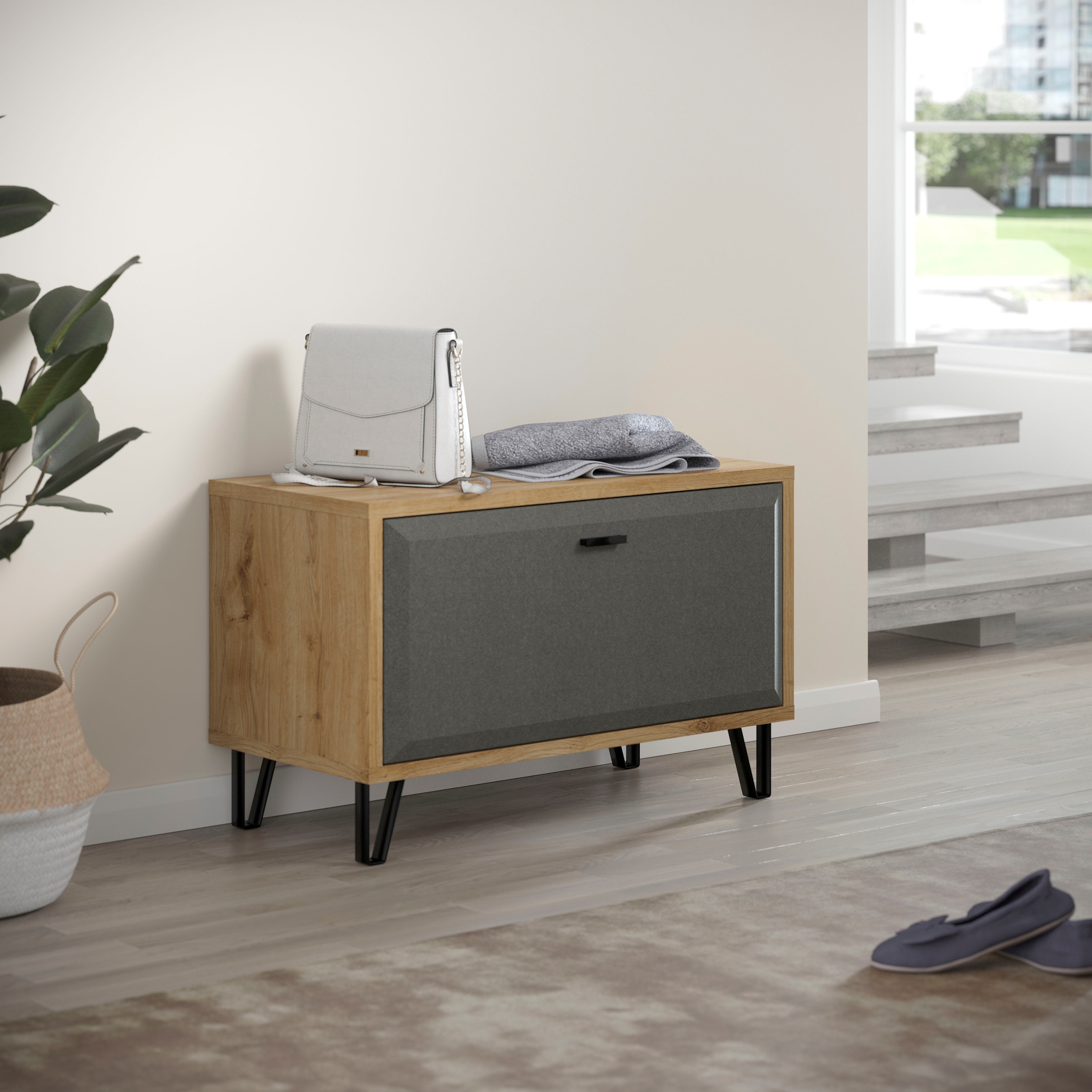 Places of Style Sitzbank »Belva«, (1 St.), Flurbank mit einer Klappe - verstellbarer Boden - (B/T/H) 79/42/51 cm